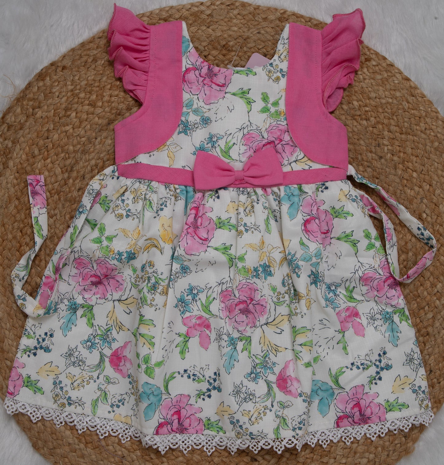Cotton Frock Pink and Orange-2770