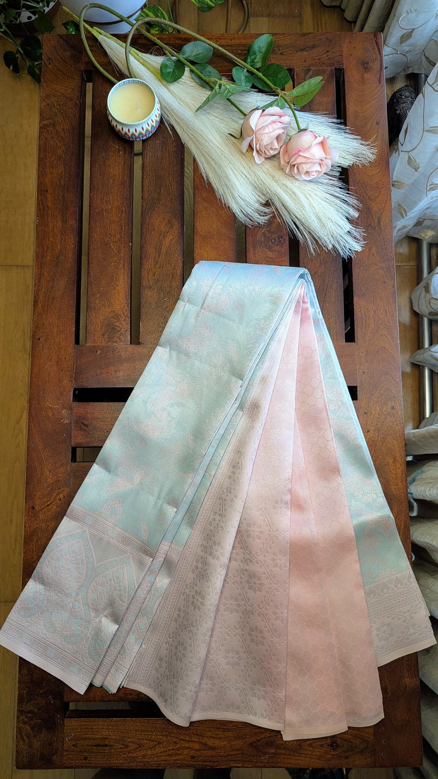 Light Blue & Pink Fancy Silk Saree
