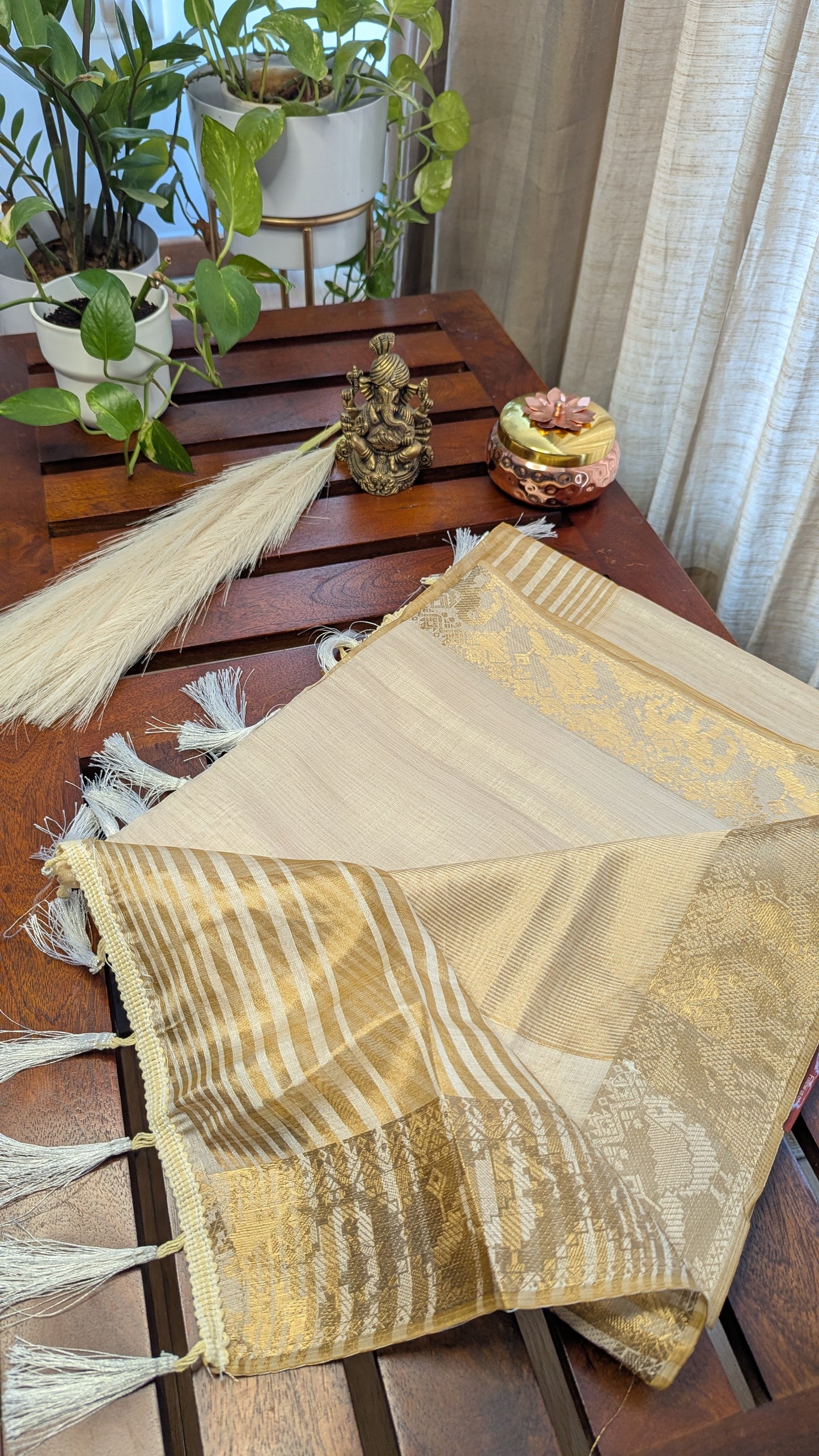 Assam Cream Colour Saree