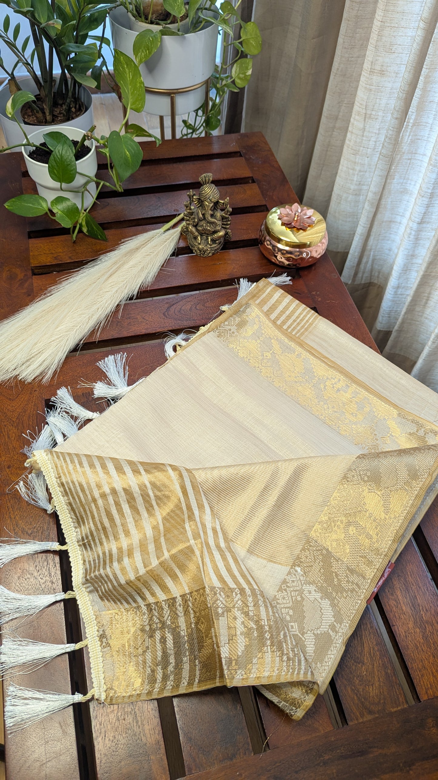 Assam Cream Colour Saree