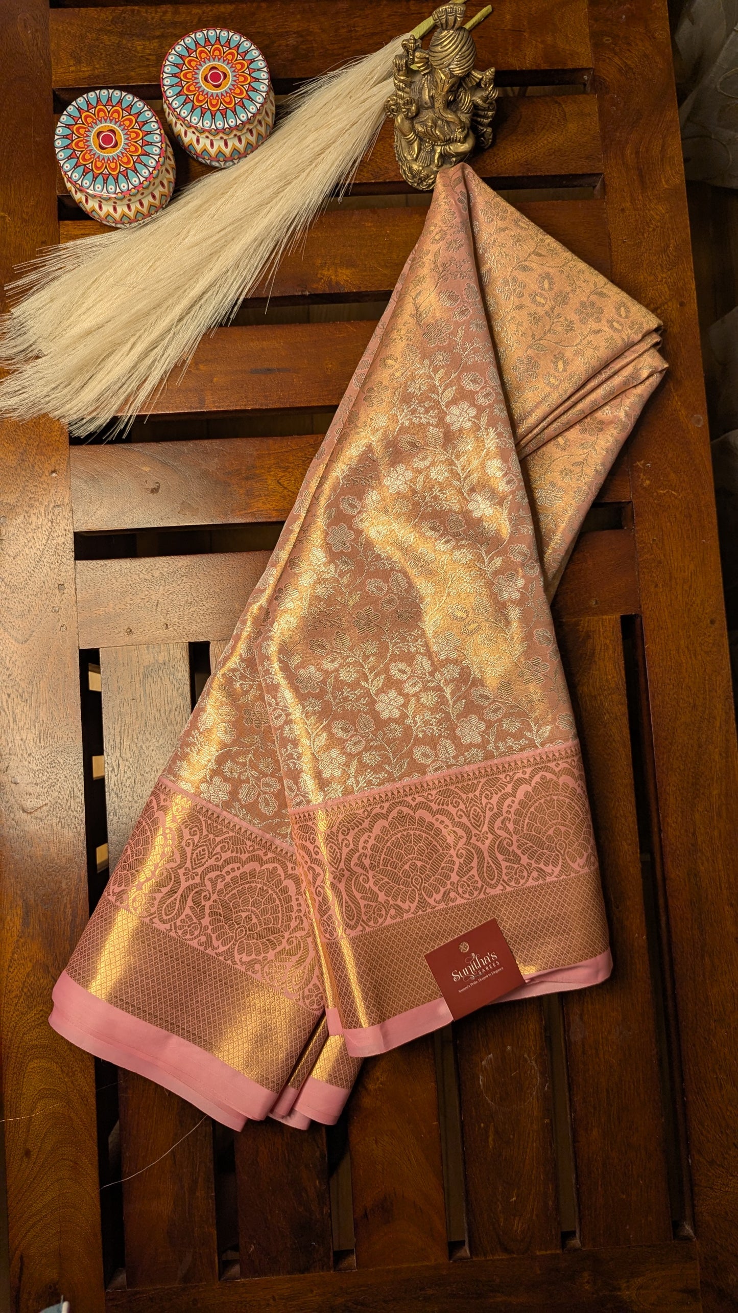 Pink Brocade Semi Kanchi Silk Saree
