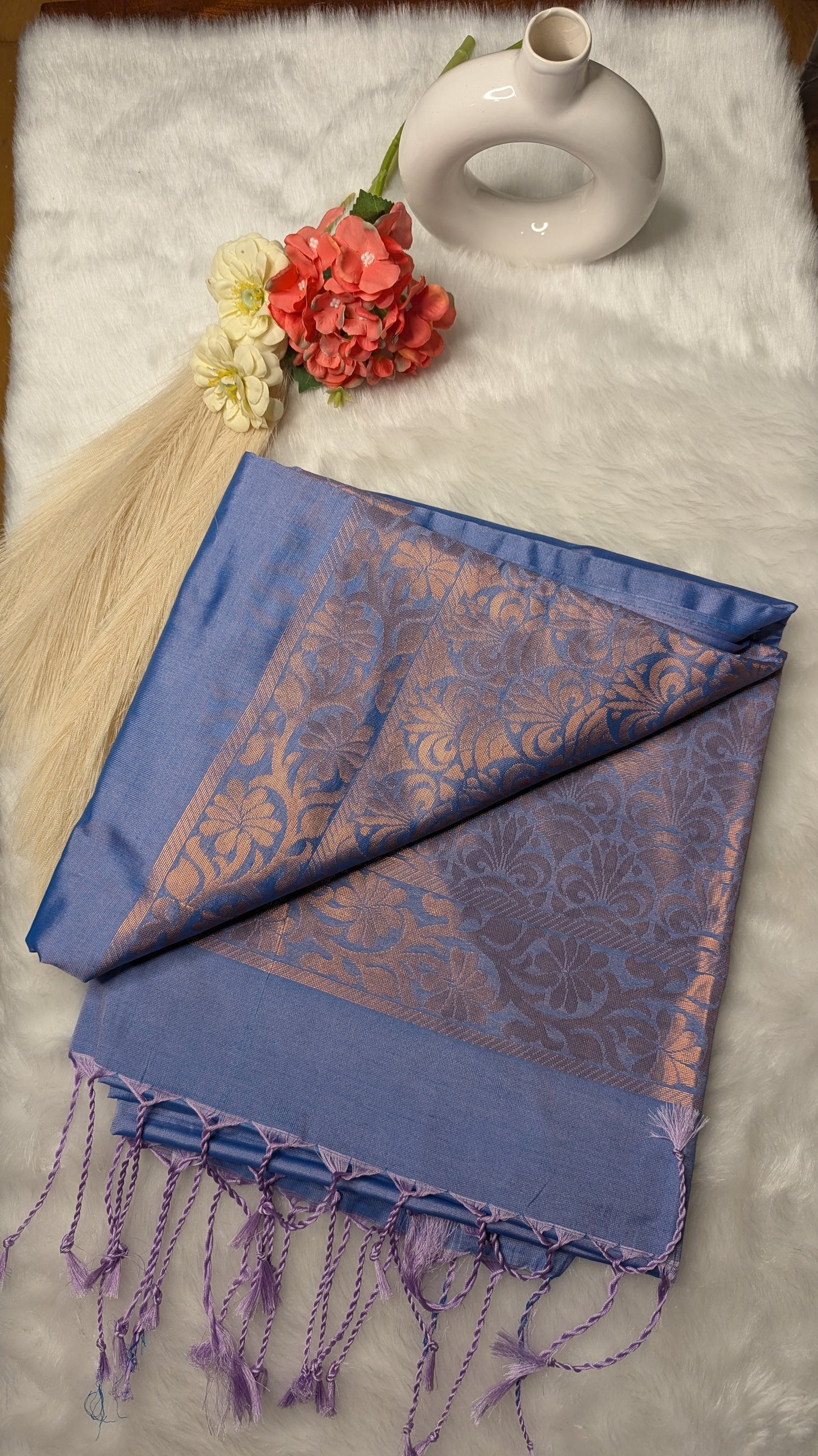 Sky Blue Color Kanchi Soft Silk Saree