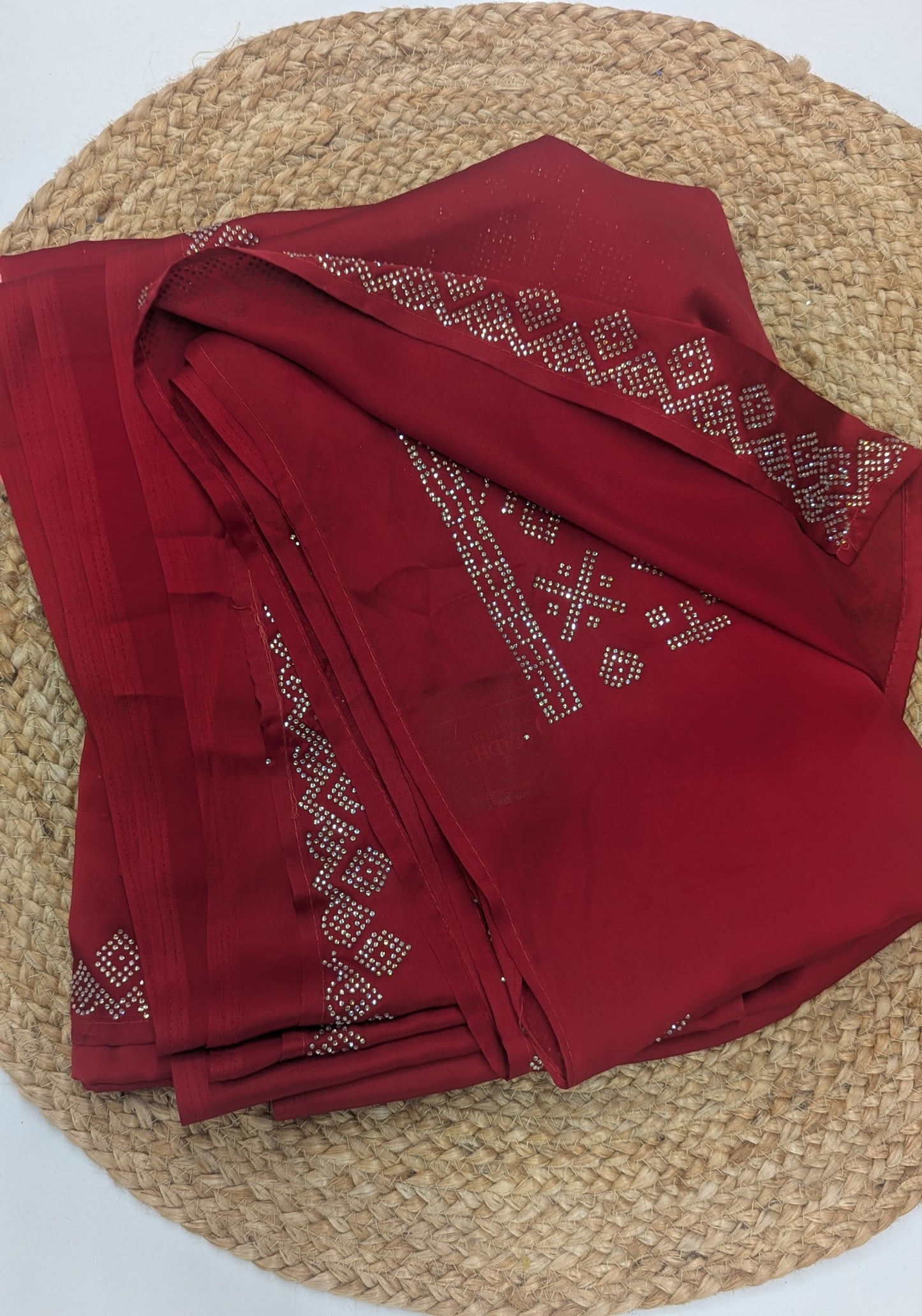 Red Sateen Crepe Party Saree