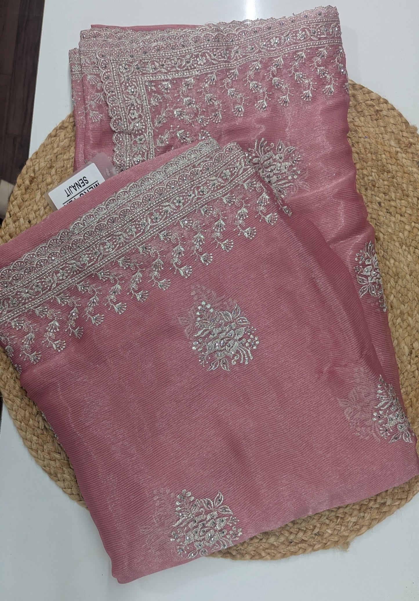 Pink Tissue Party Wear Saree