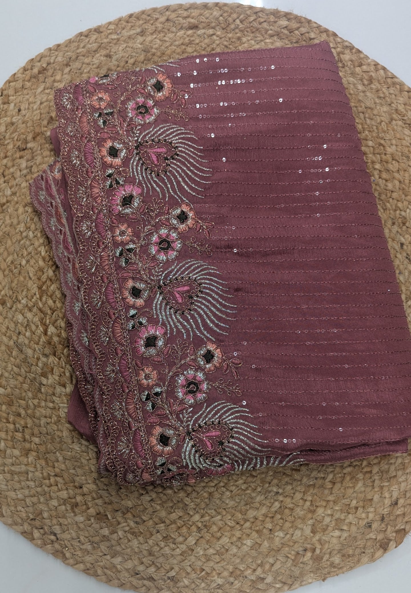 Tissue Party Wear Saree - Blue and Wine Colors