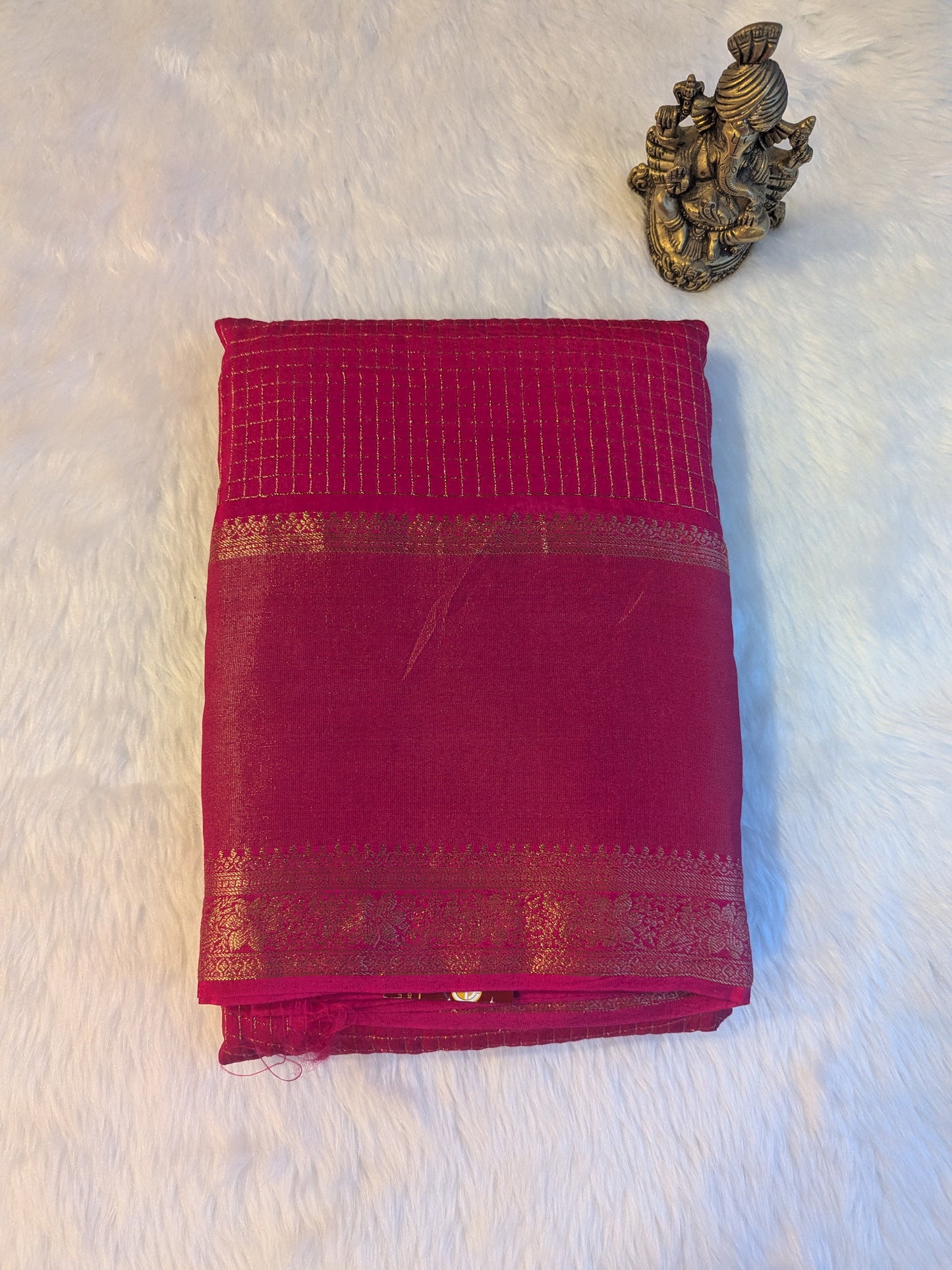 Magenta Crepe Silk Small Checks