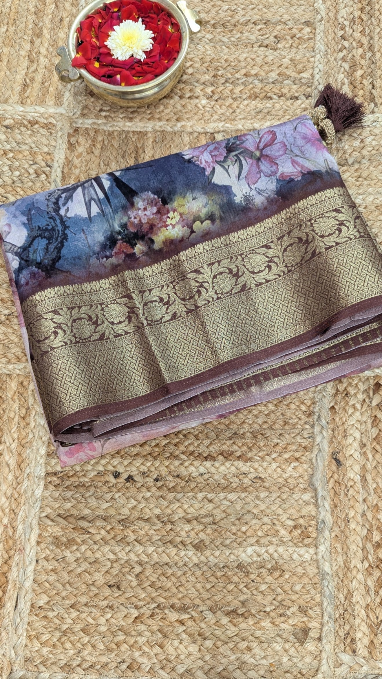 Birds Prints Premium Semi Crepe Silk Saree