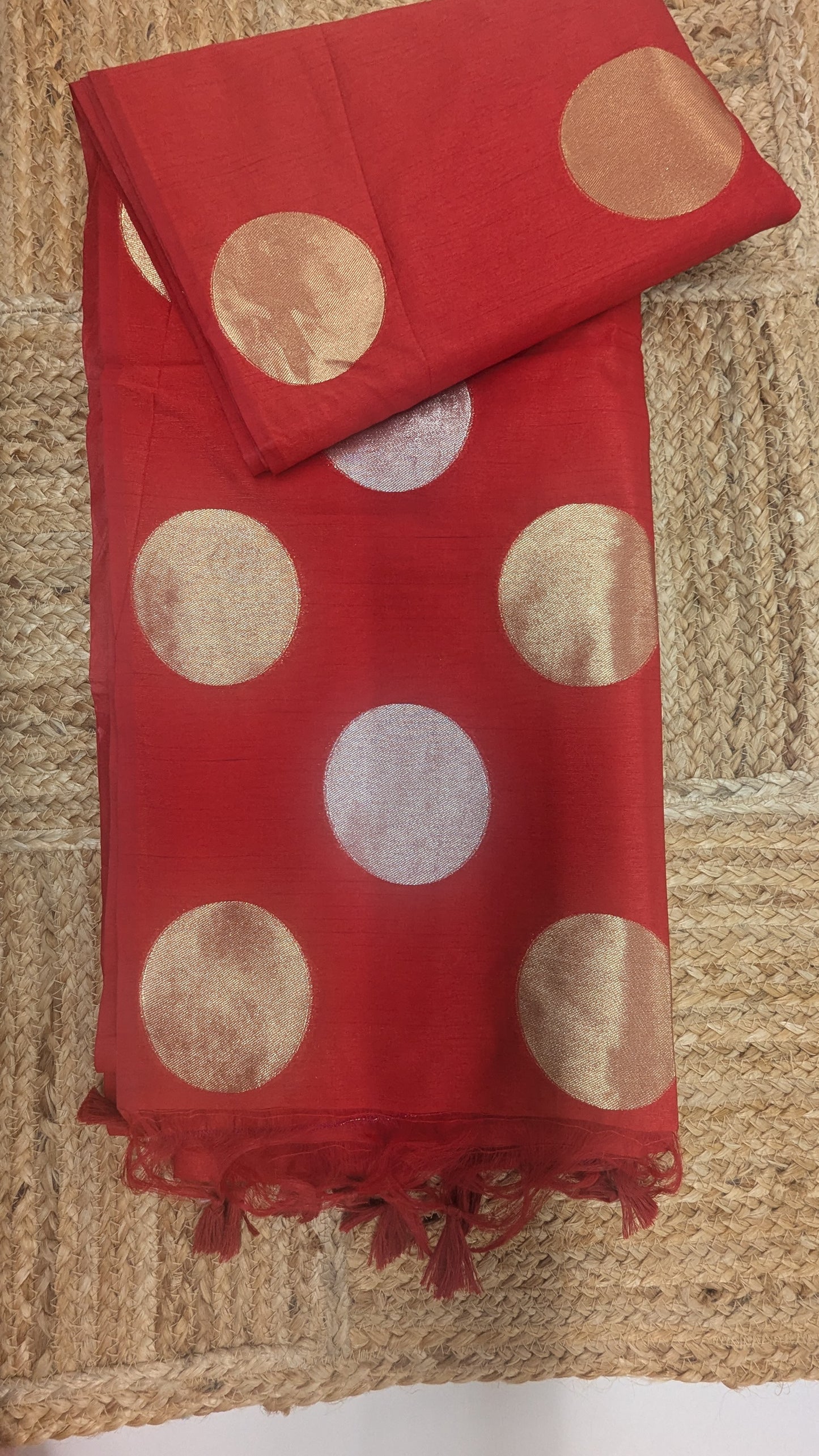 Red Dupion Silk saree