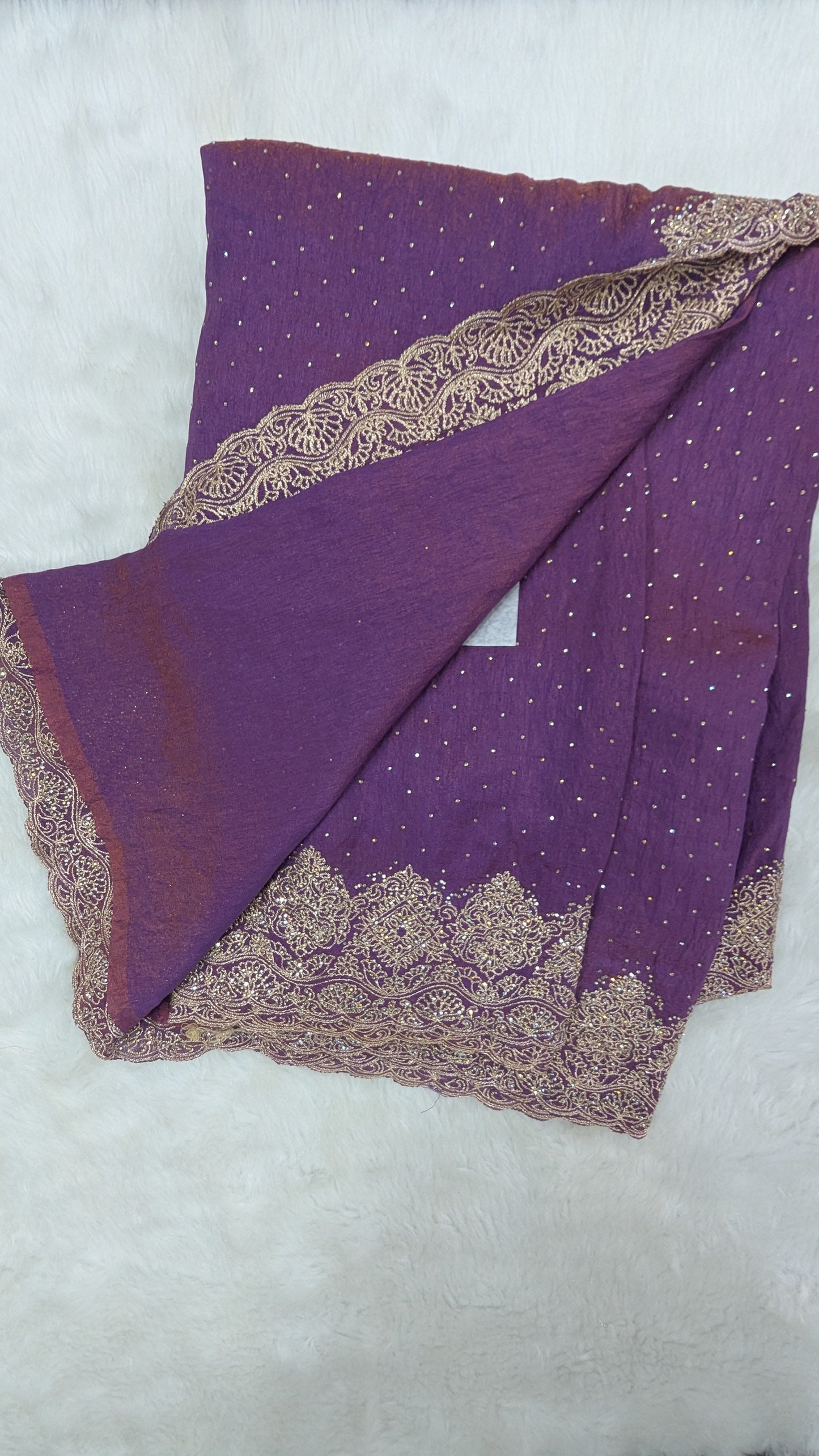 Purple Golden Zardozi Work border Saree