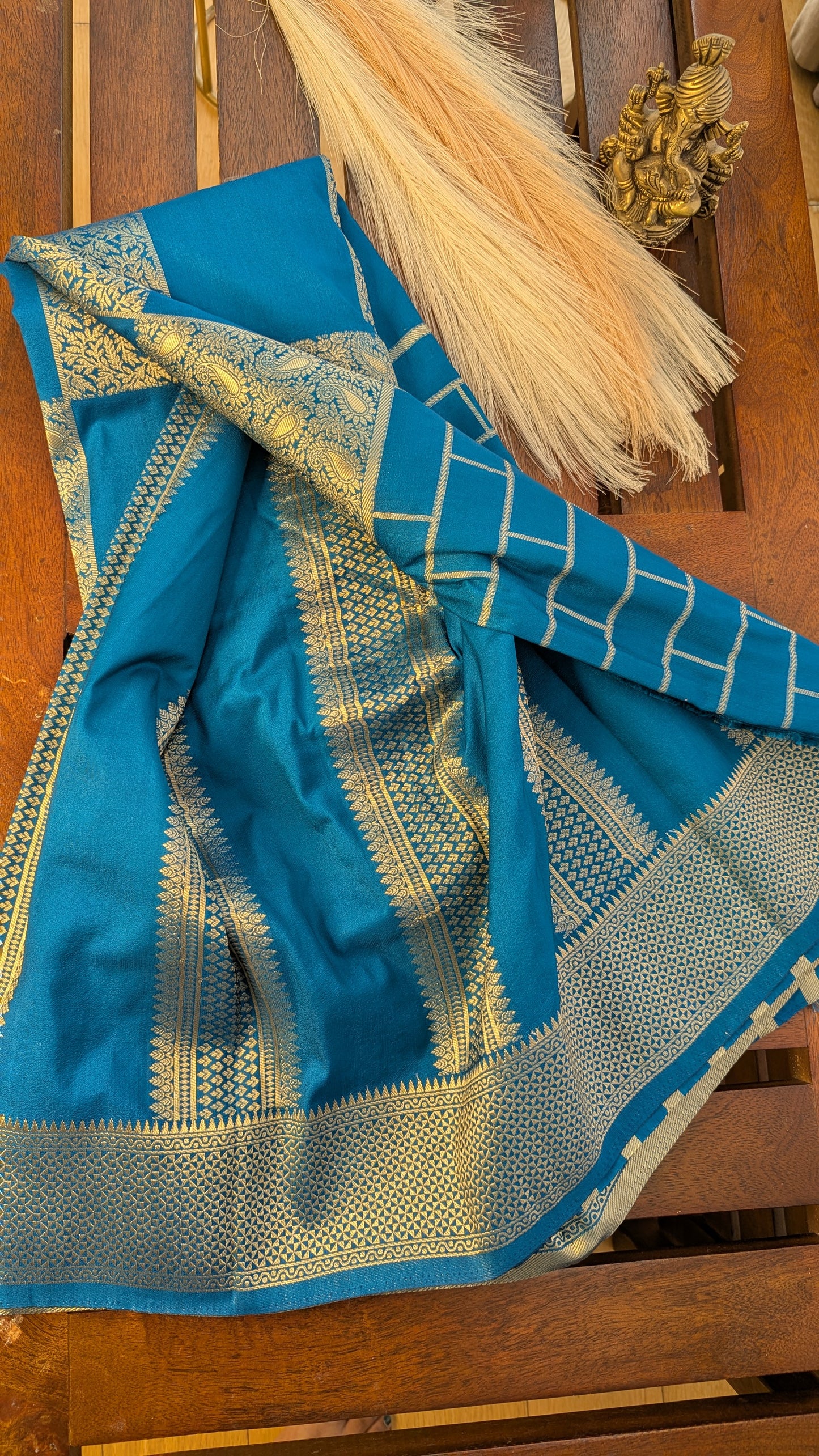 Blue Checks Crepe Silk