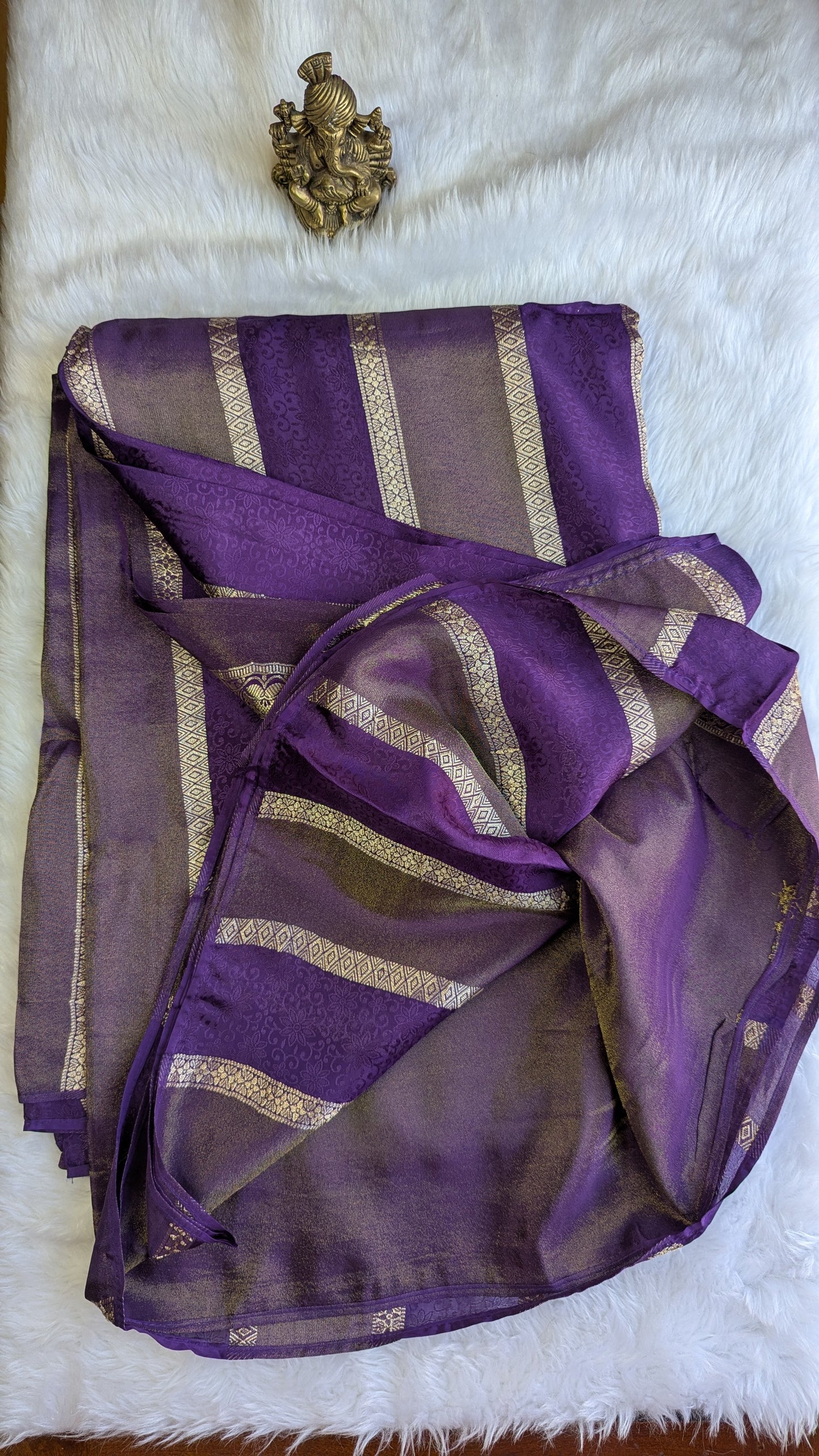 Purple Light Tissue with Zari Lines