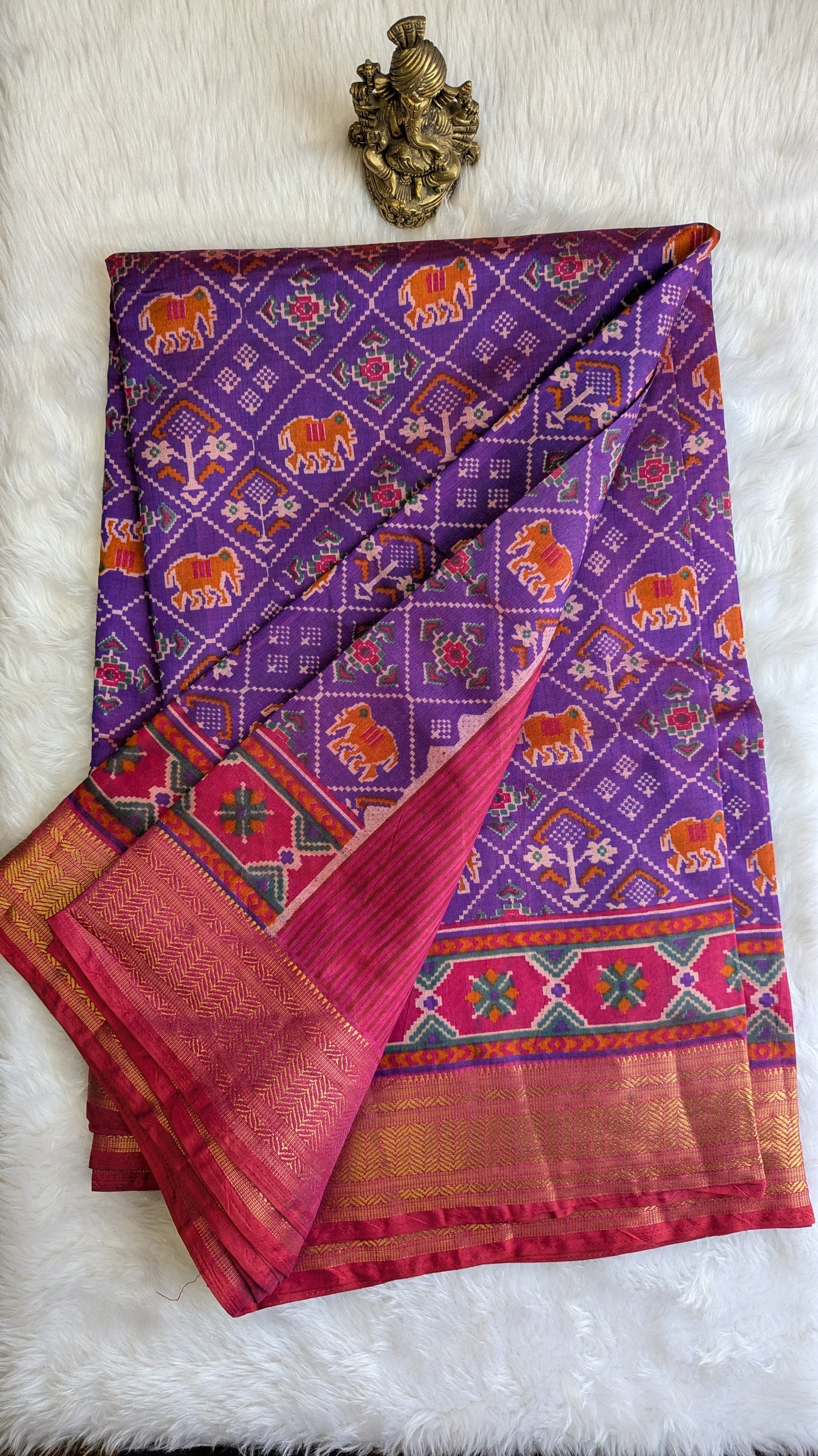 Cotton Blend Patola Silk Saree