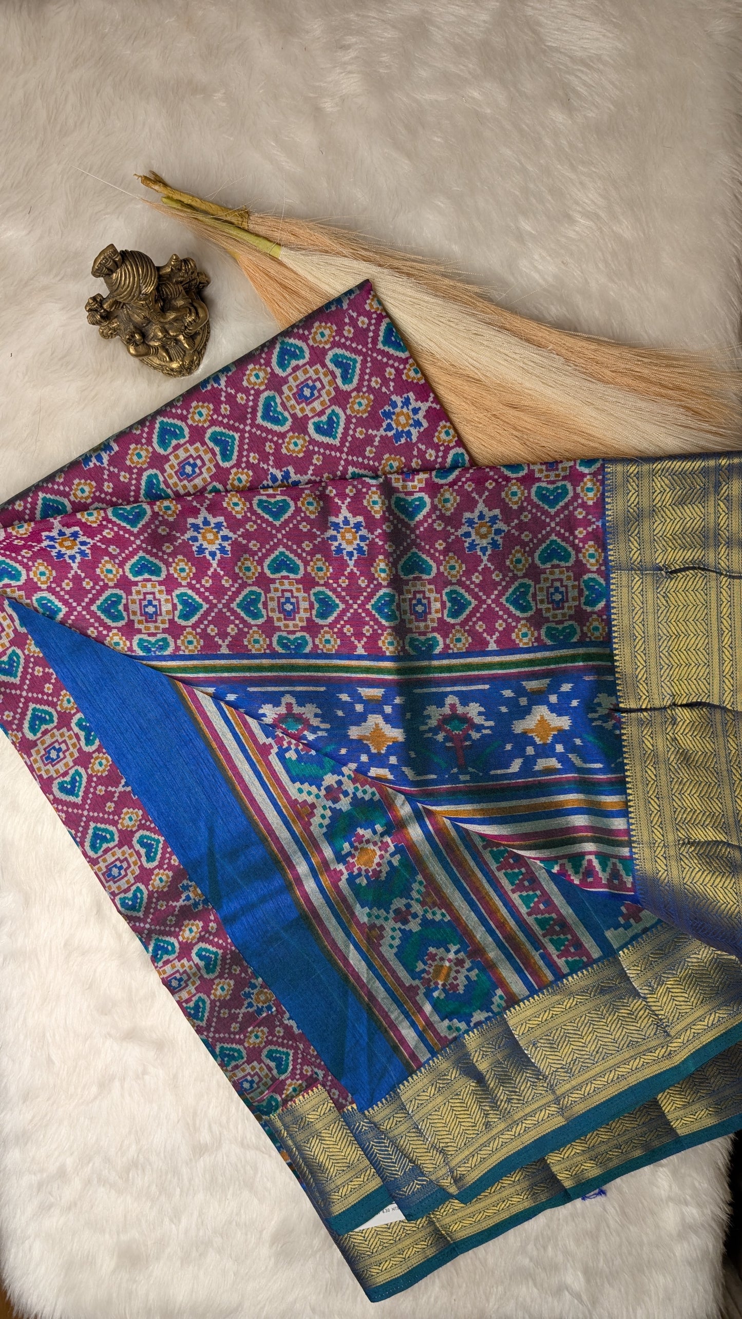 Cotton Blend Patola Silk Saree