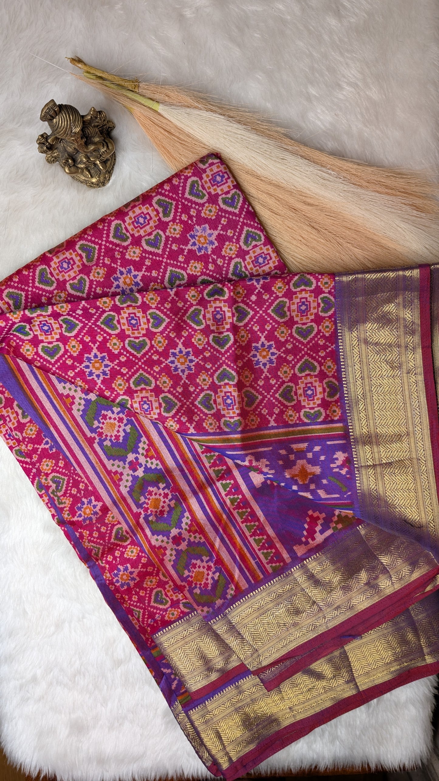 Cotton Blend Patola Silk Saree
