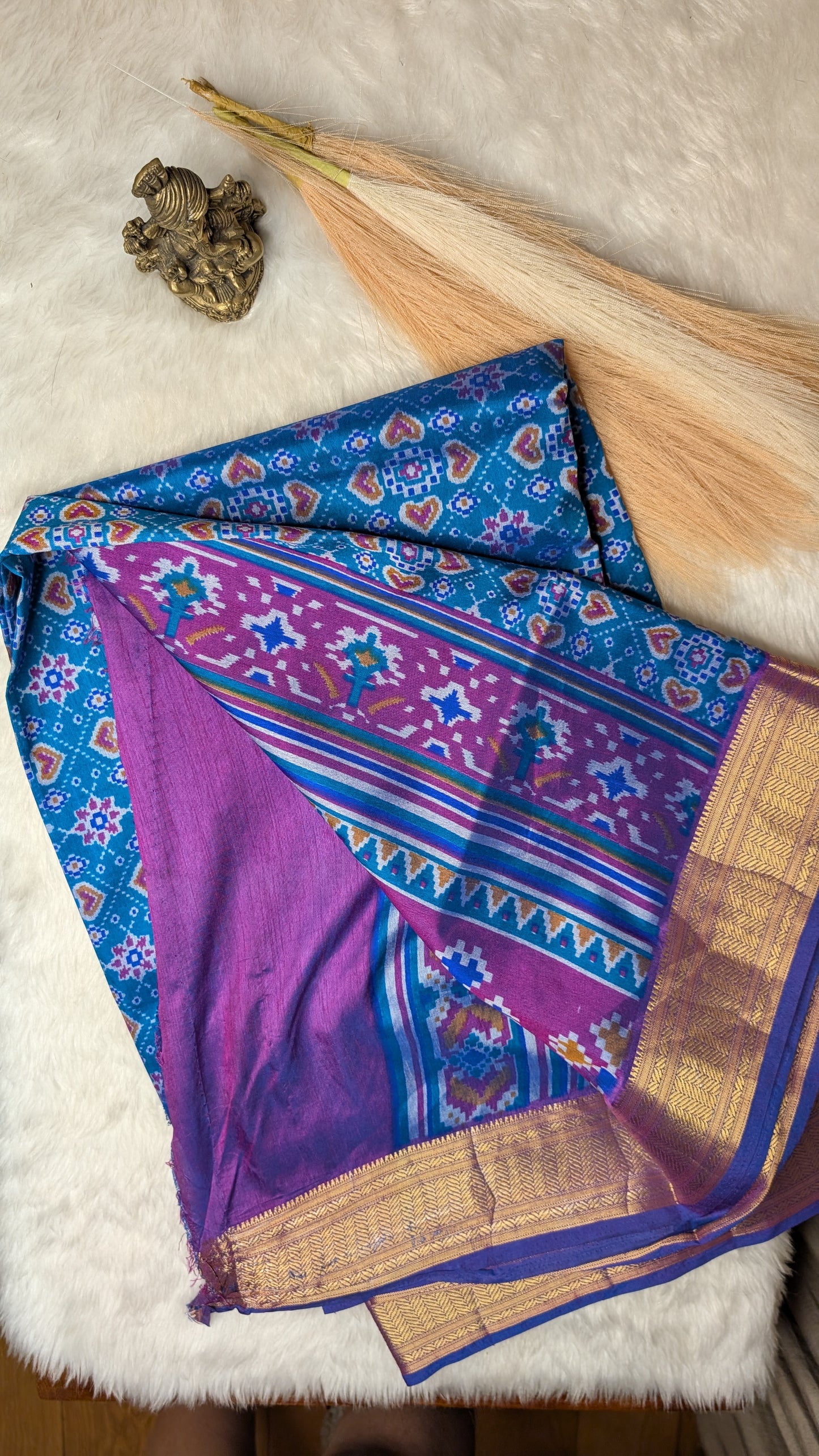 Cotton Blend Patola Silk Saree