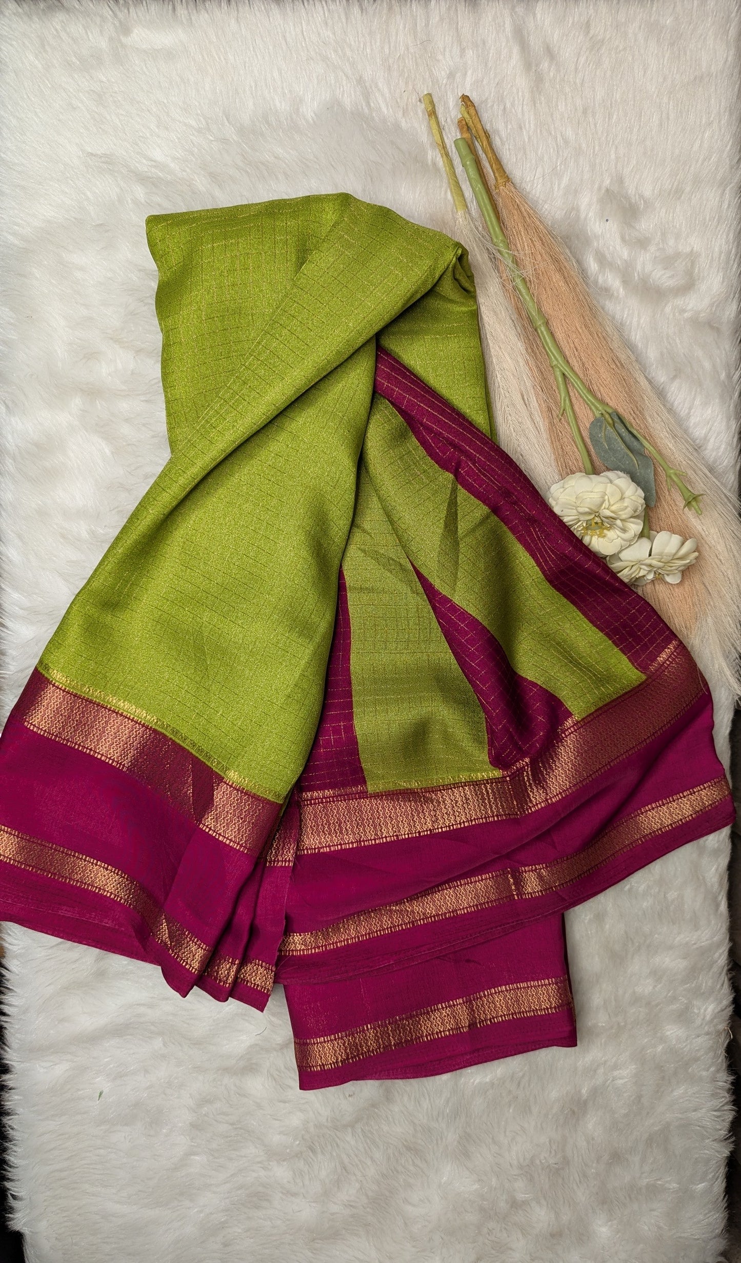 Semi Mysore Silk with Contrast Border