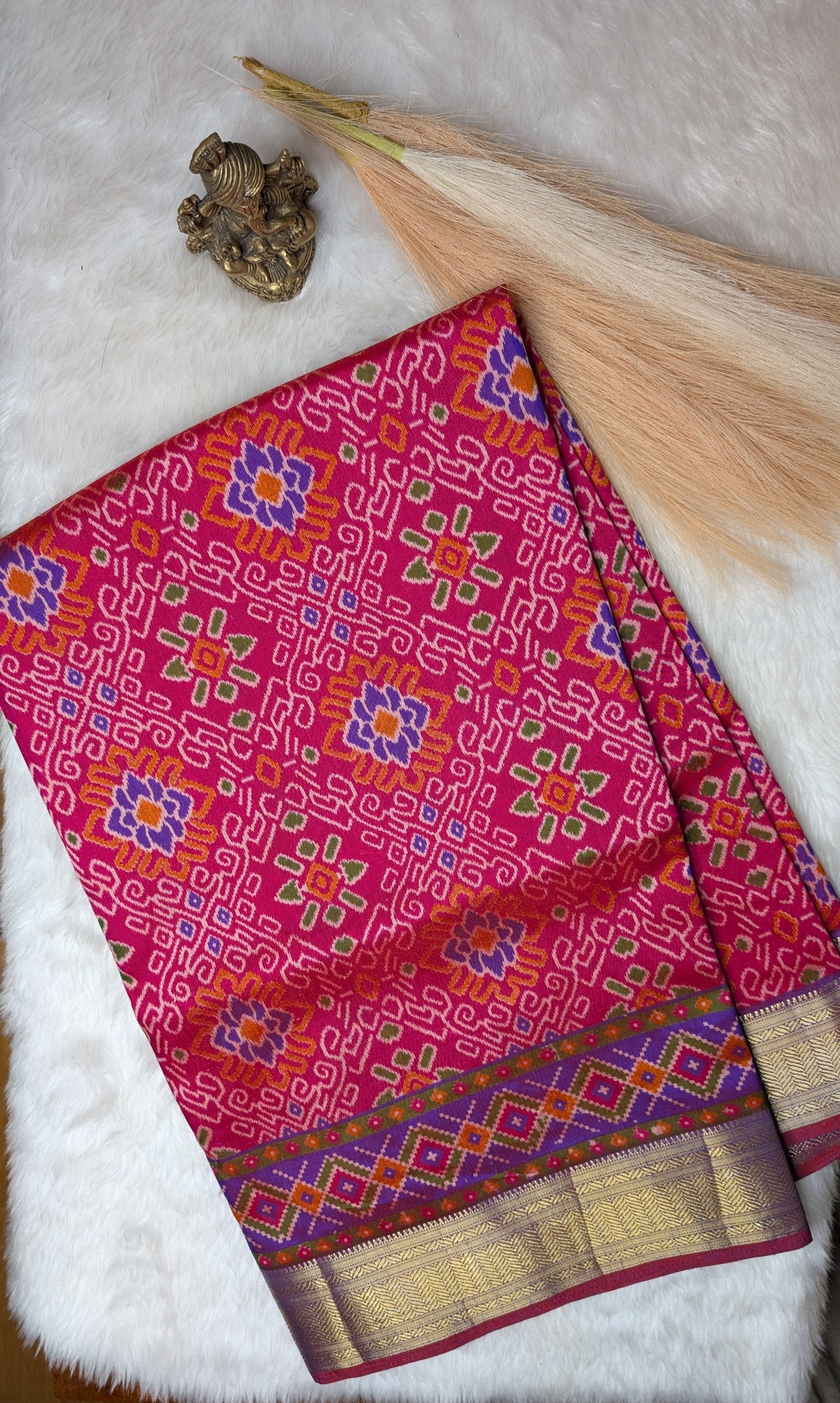 Cotton Blend Patola Silk Saree