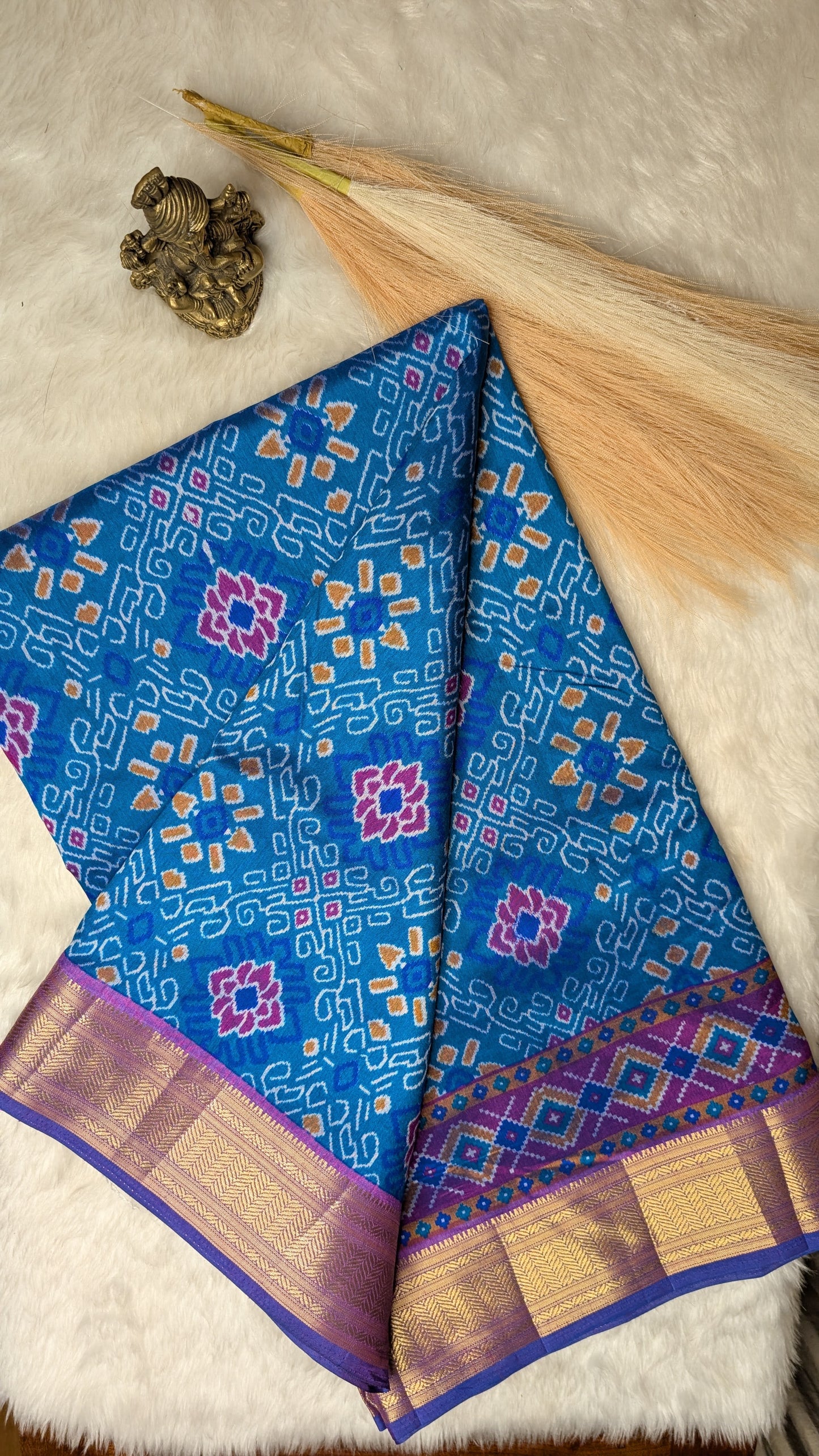 Cotton Blend Patola Silk Saree