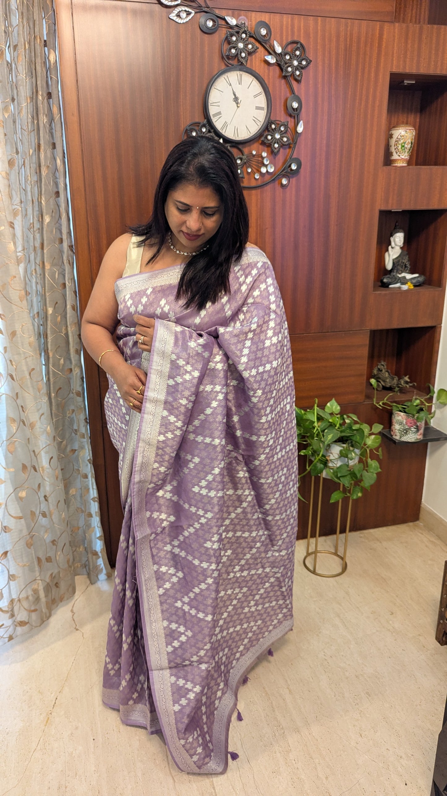 Lavender Banaras Silk Saree