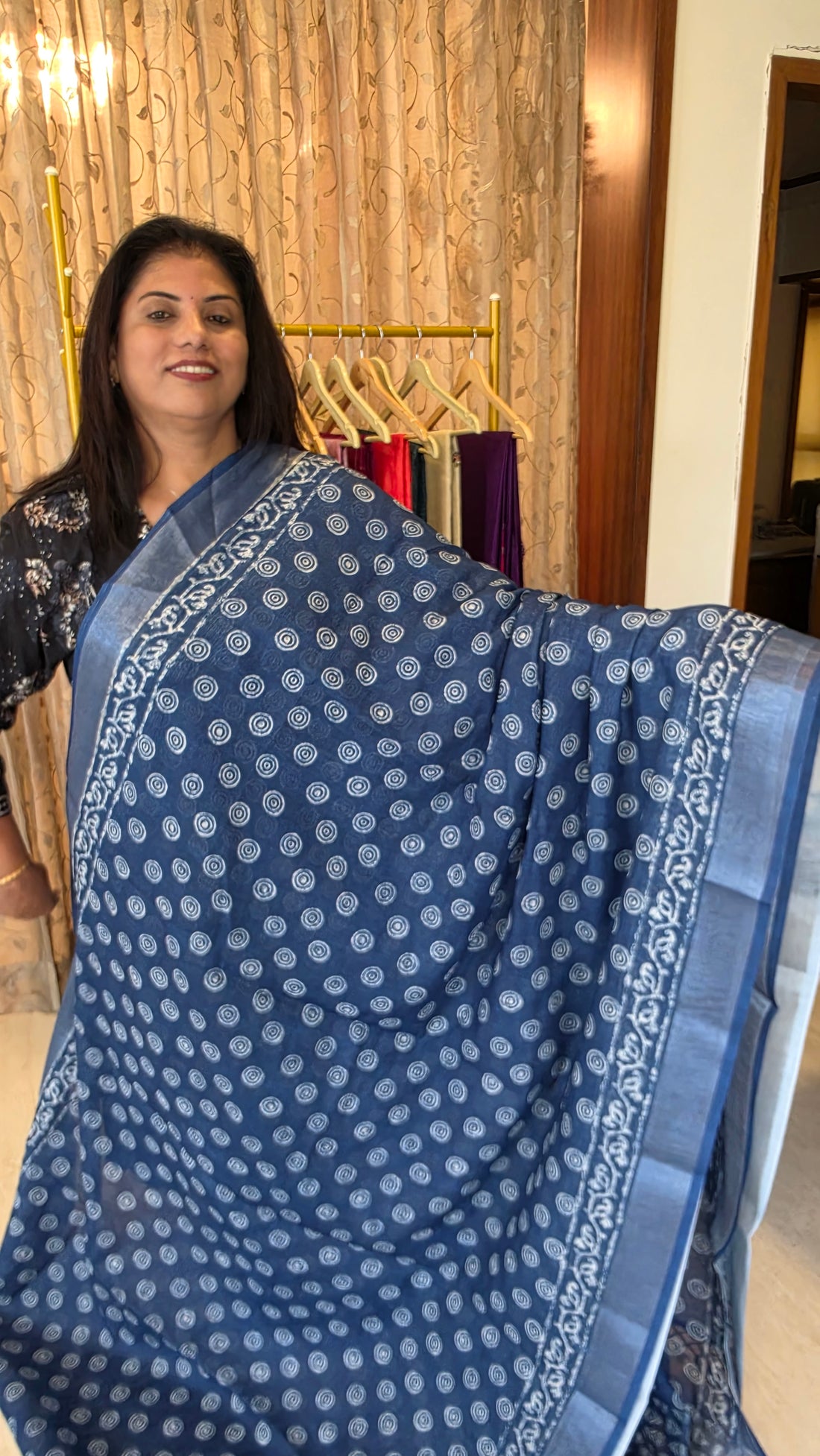 Indigo Cotton Saree