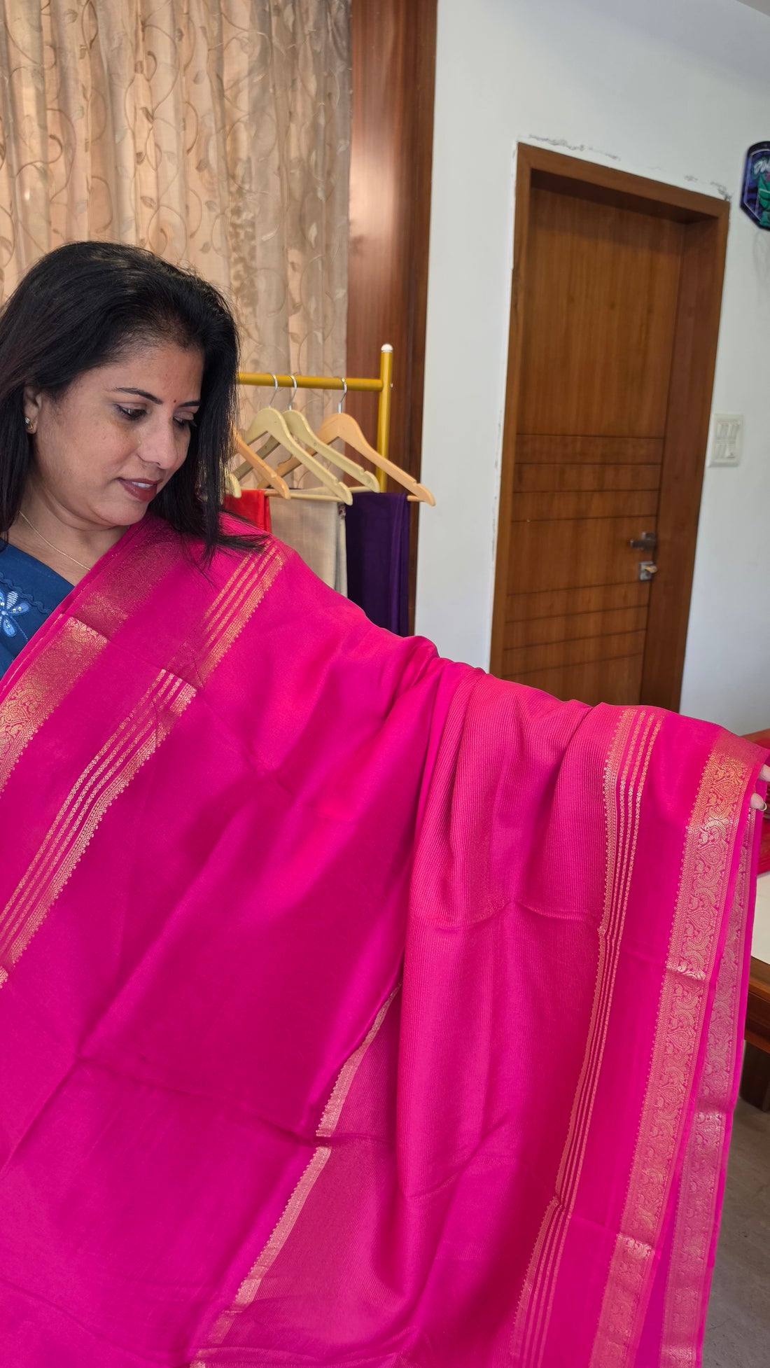 Half and Half Stripes(Deep Rani Pink)