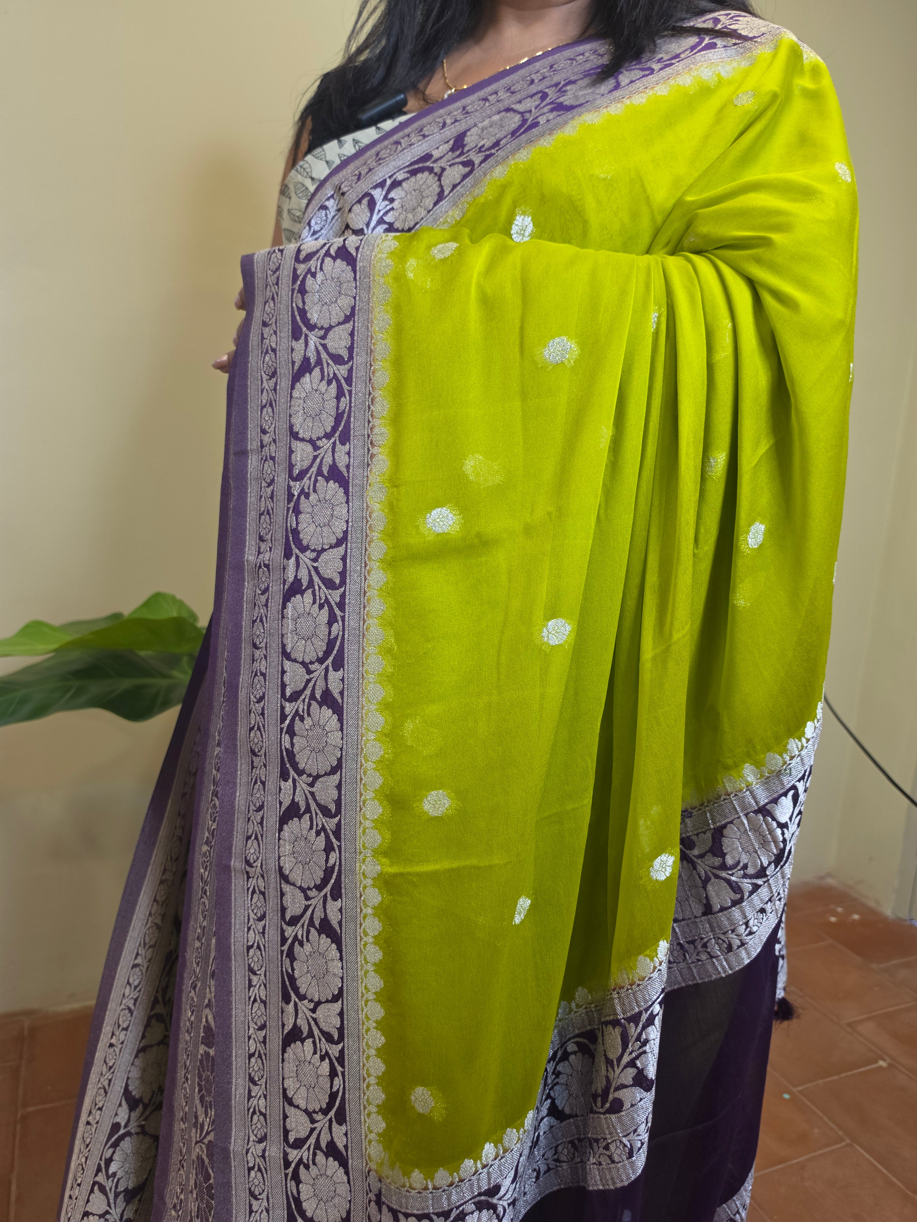 Banaras Georgette-Mint Green