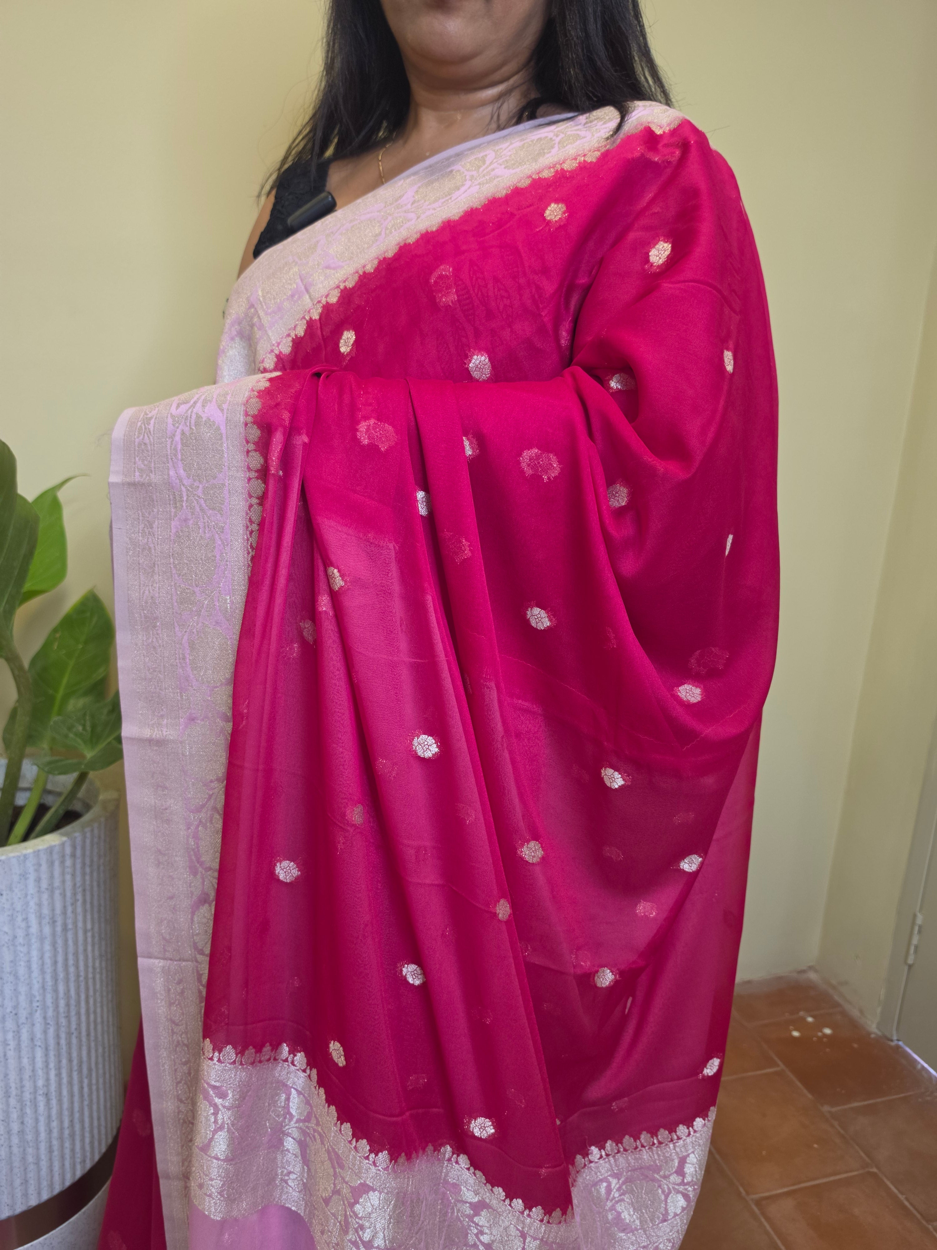 Banaras Georgette-Rani Pink