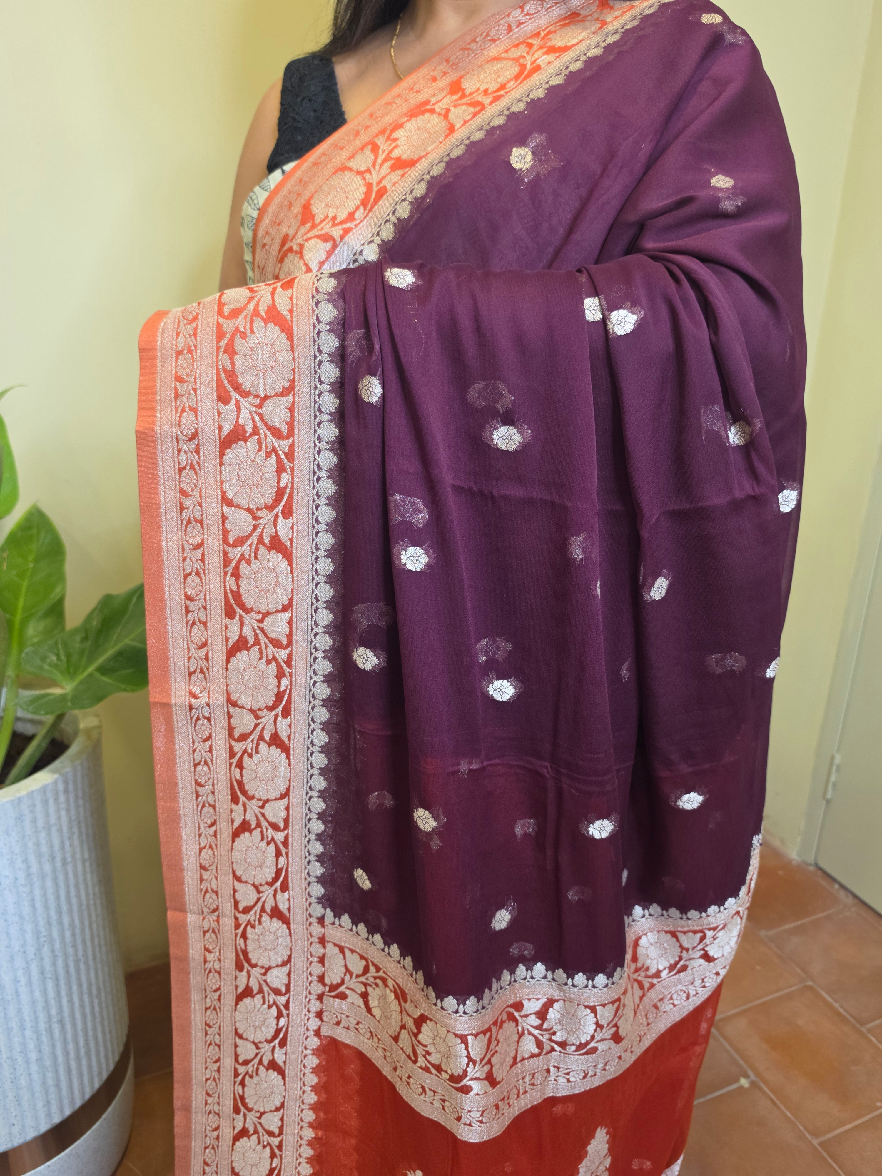 Banaras Georgette-Coffee Brown