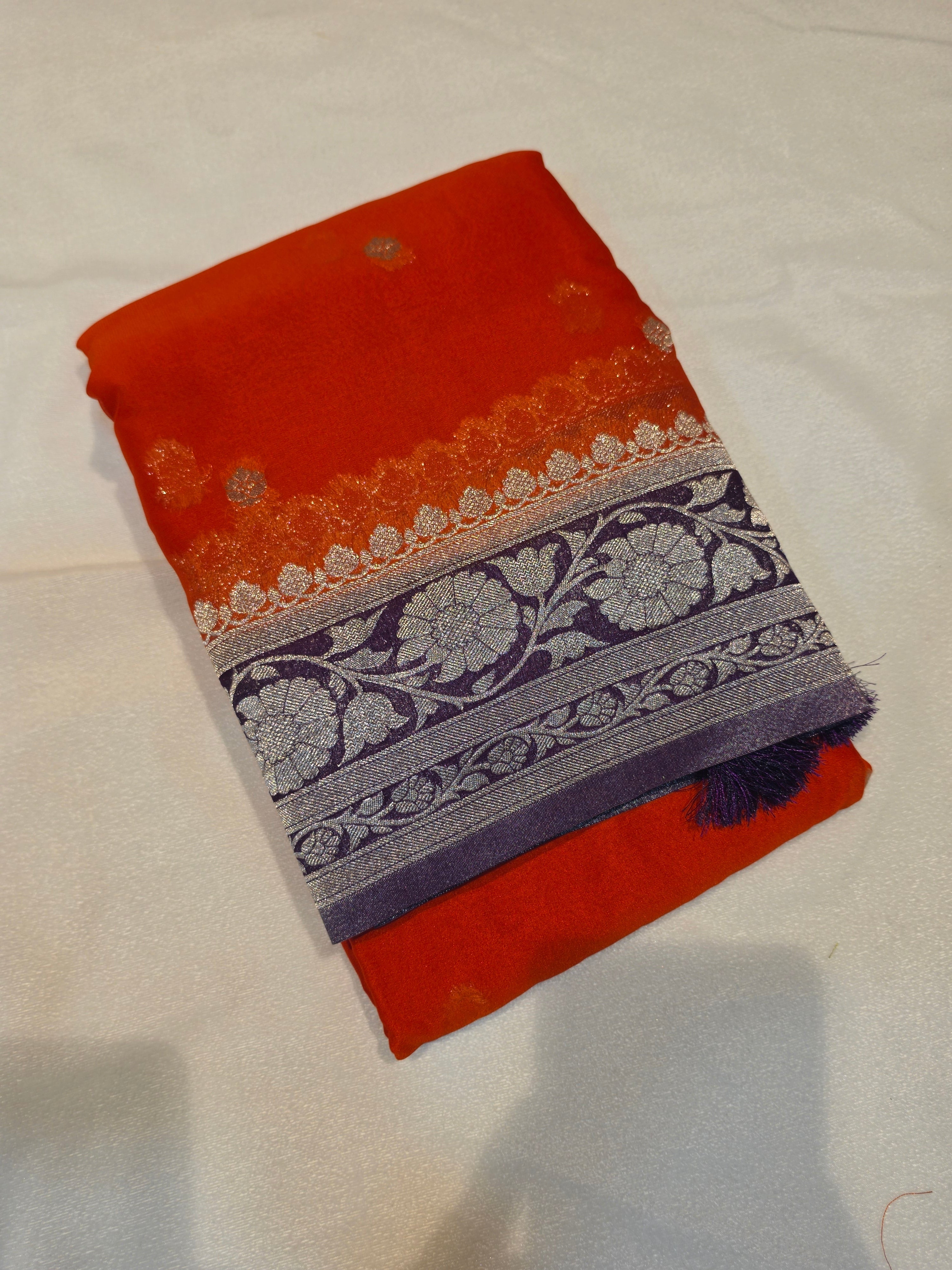 Banaras Georgette-Orange