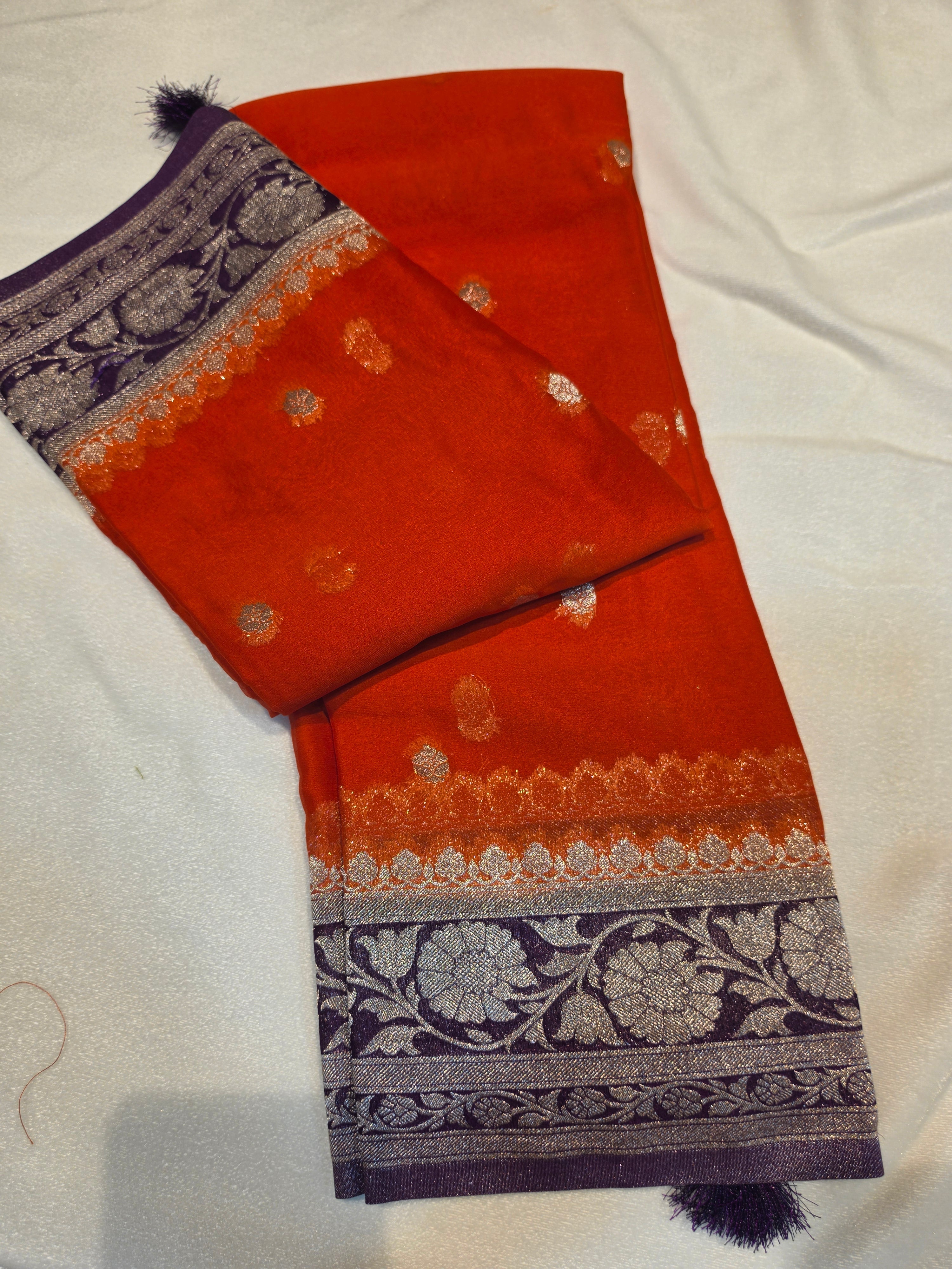 Banaras Georgette-Orange