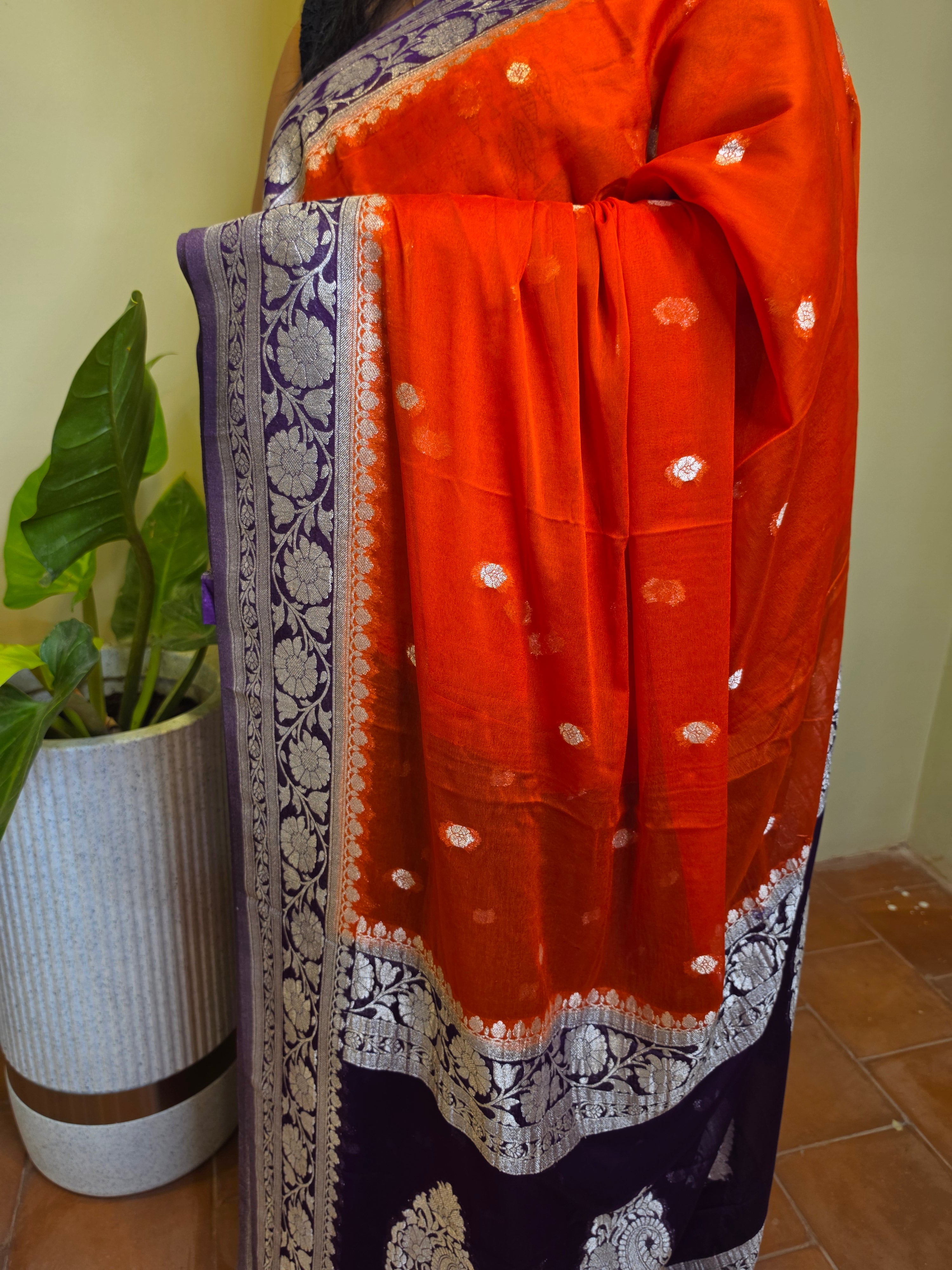 Banaras Georgette-Orange