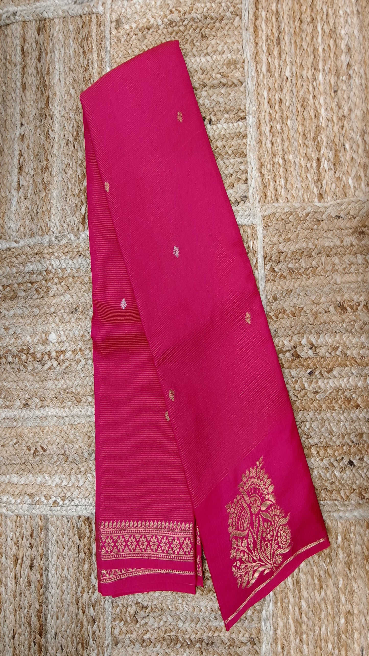 Magenta Crepe Silk Saree with Small Zari Lines