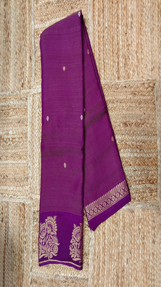 Purple Crepe Silk Saree with Small Zari Lines