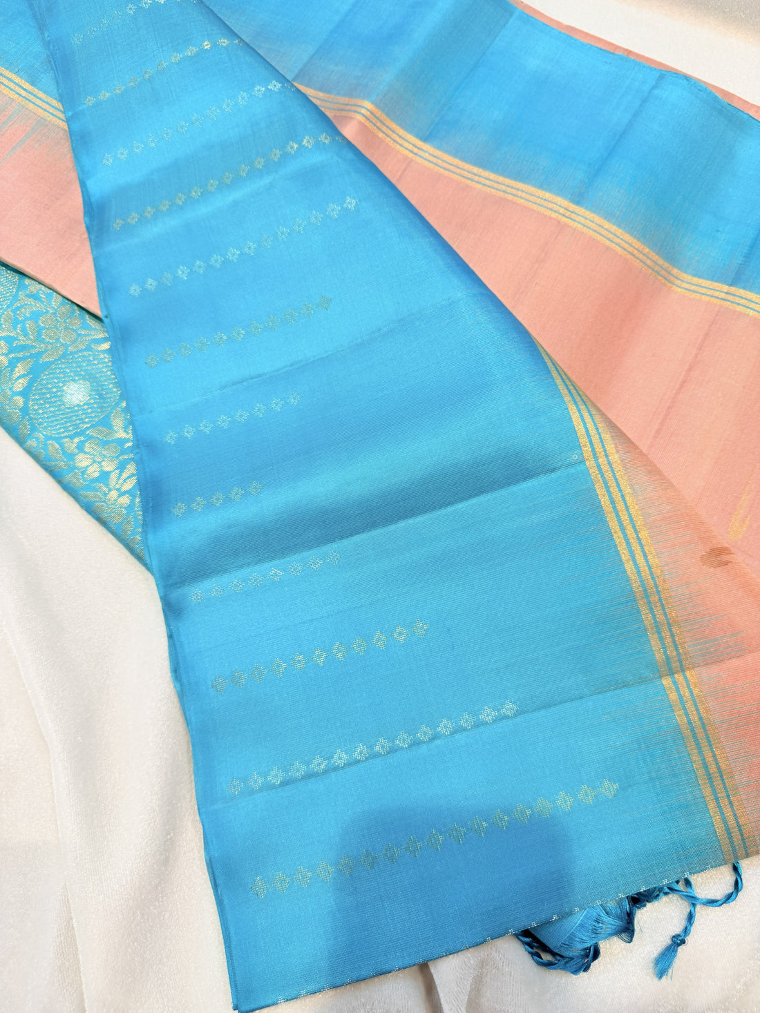 Kanchi Handloom silk- Pastel Peach