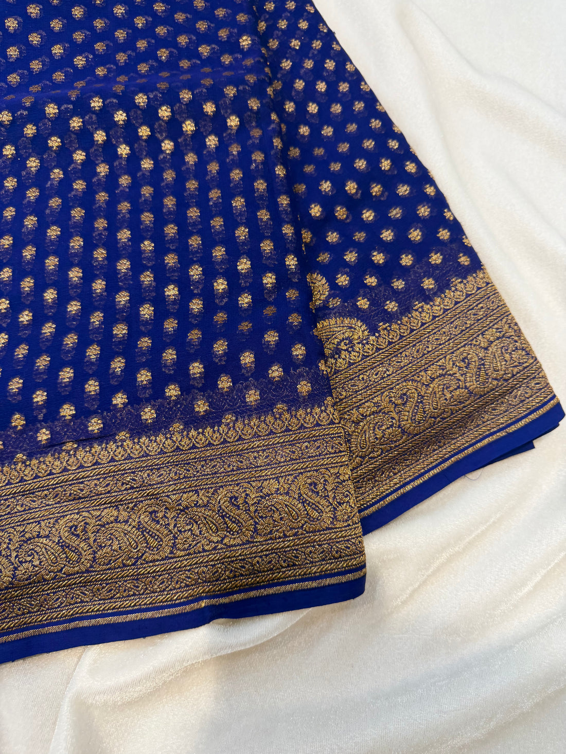 Pure Banaras Georgette- Royal Blue