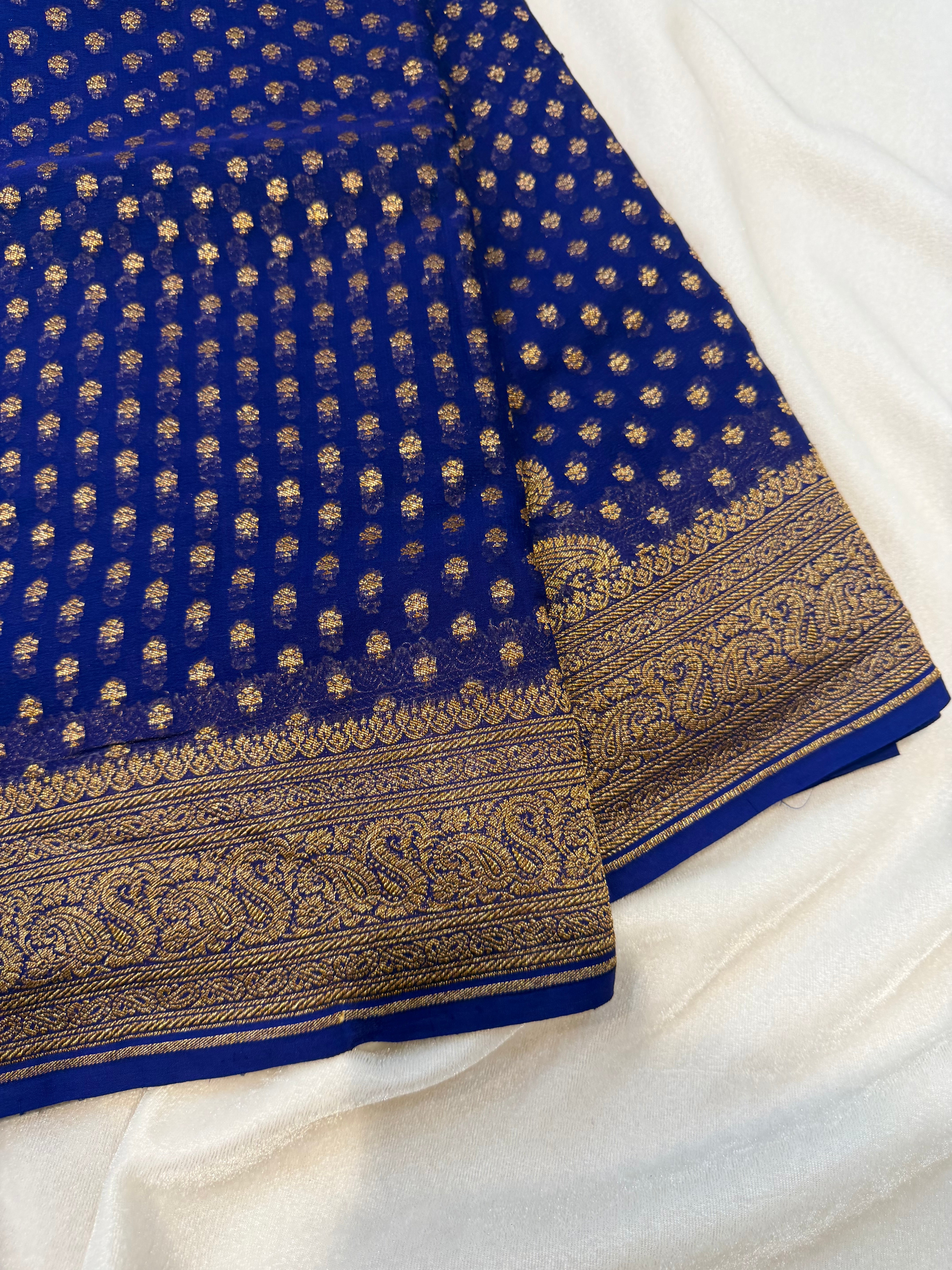 Pure Banaras Georgette- Royal Blue