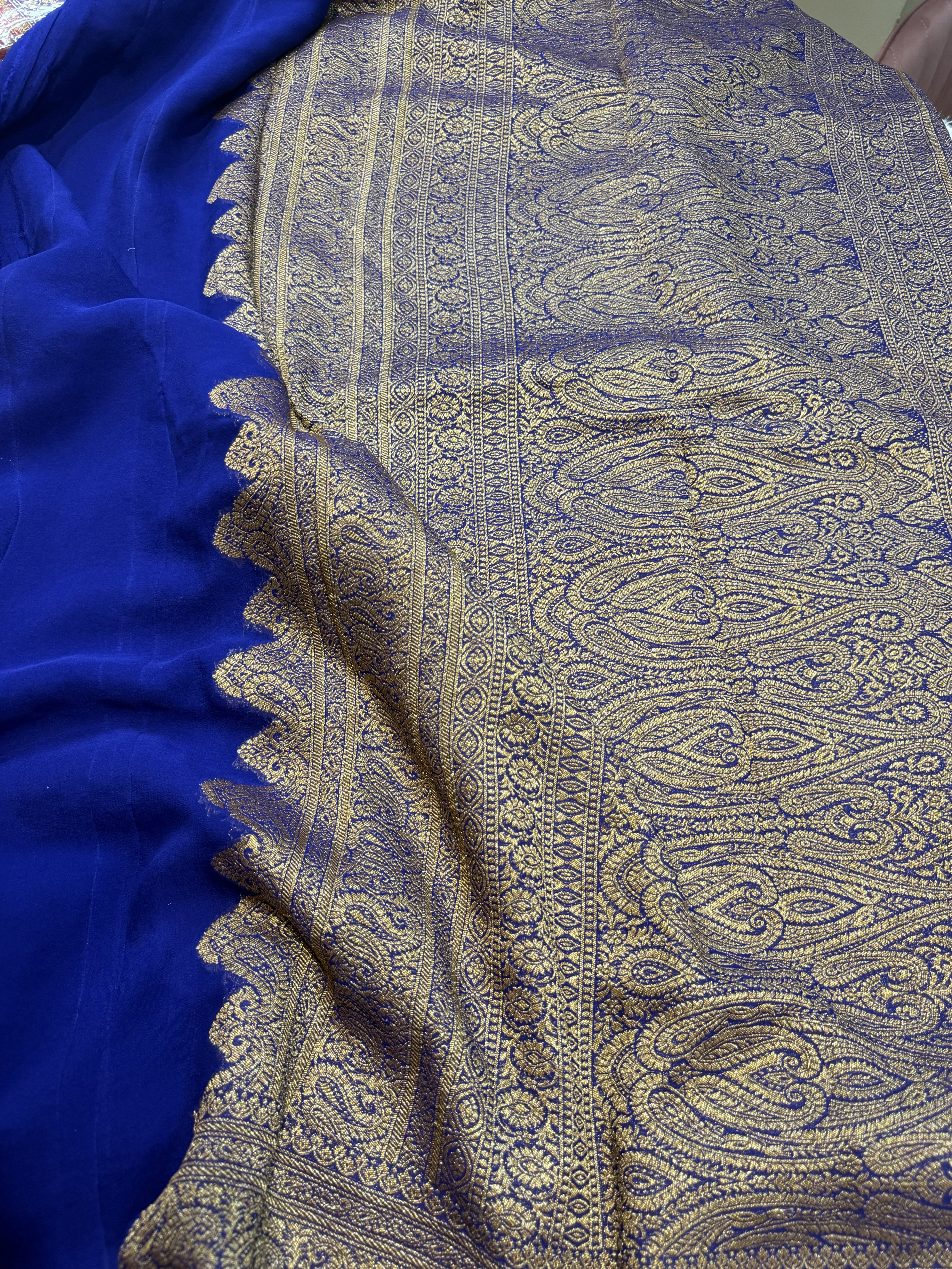 Pure Banaras Georgette- Royal Blue