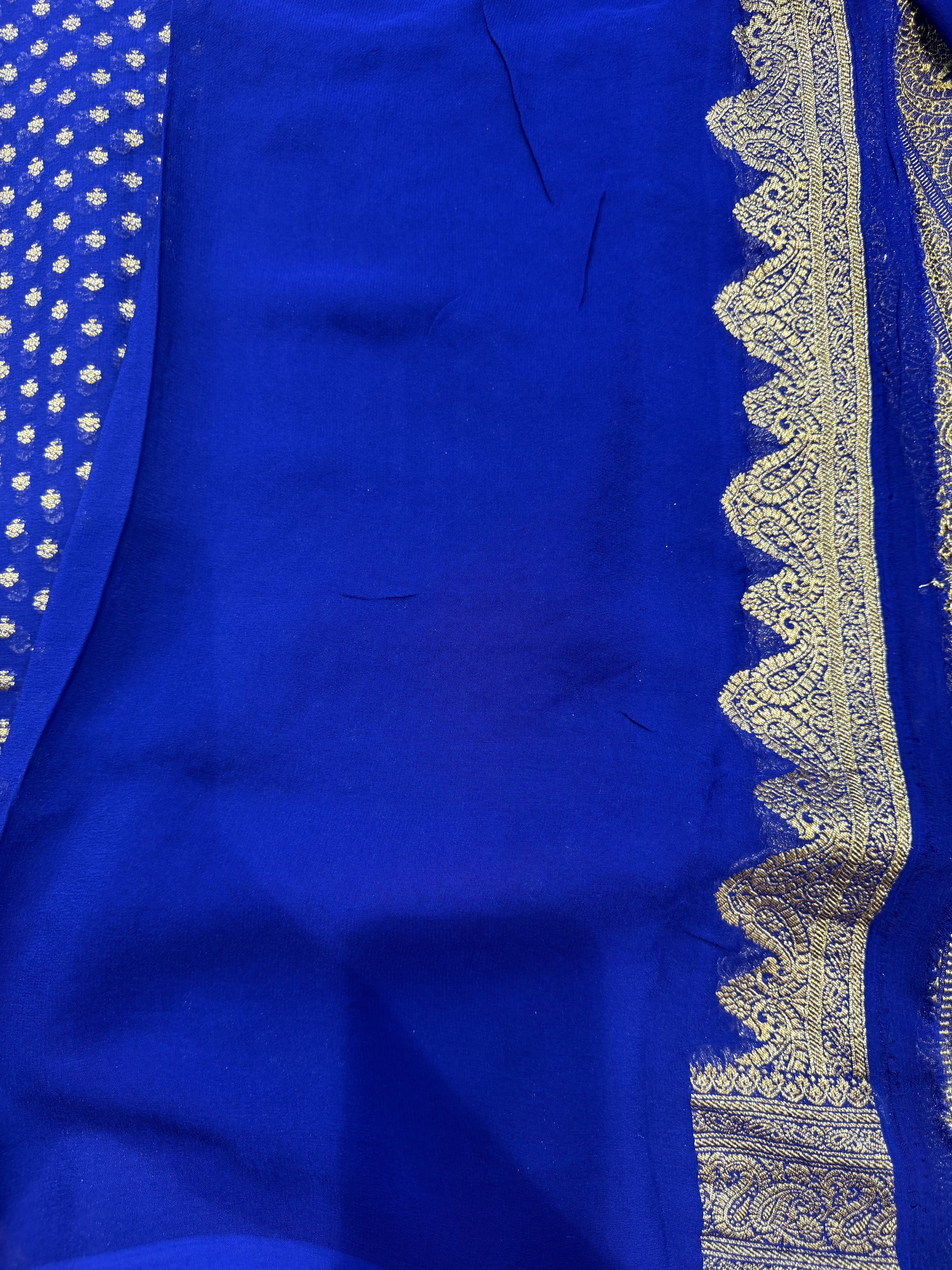 Pure Banaras Georgette- Royal Blue