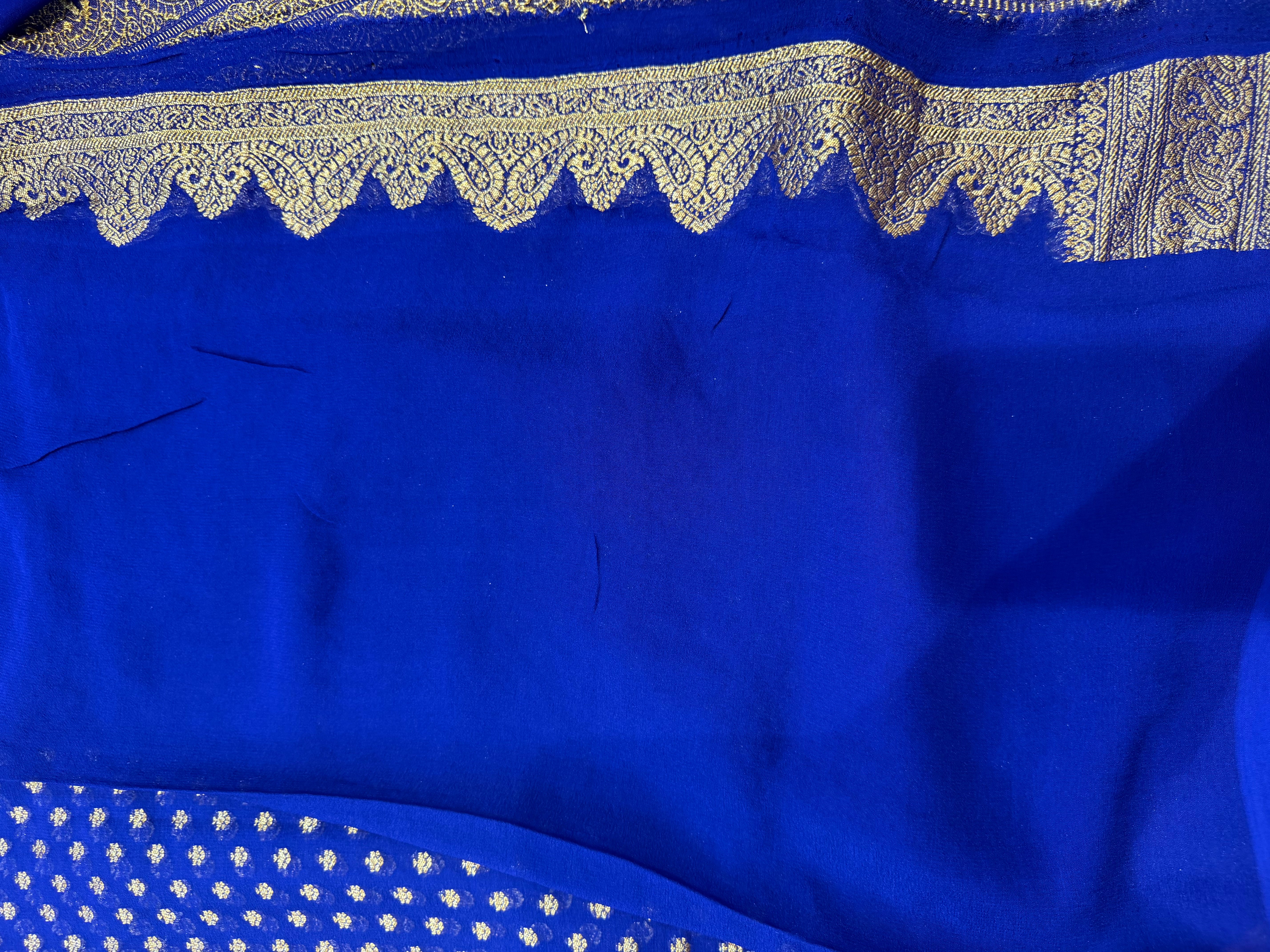 Pure Banaras Georgette- Royal Blue