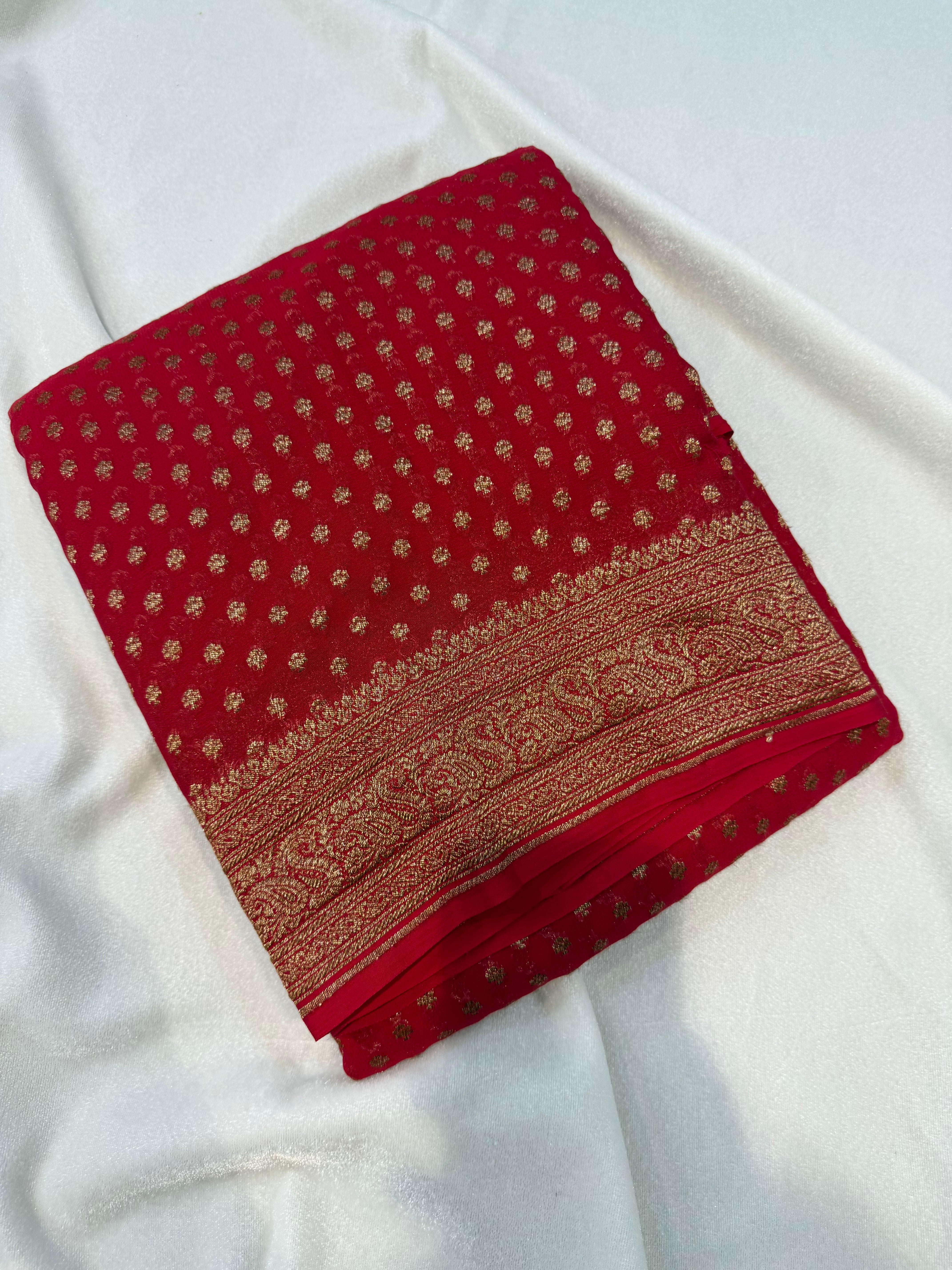 Pure Banaras Georgette- Red