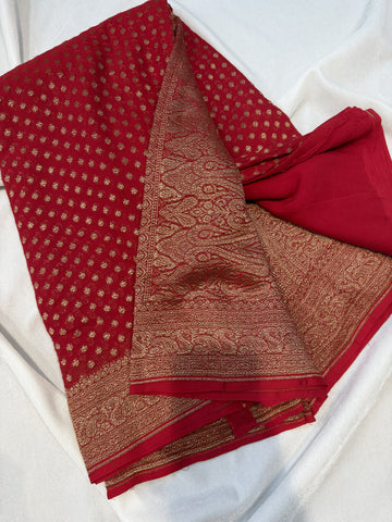 Pure Banaras Georgette- Red