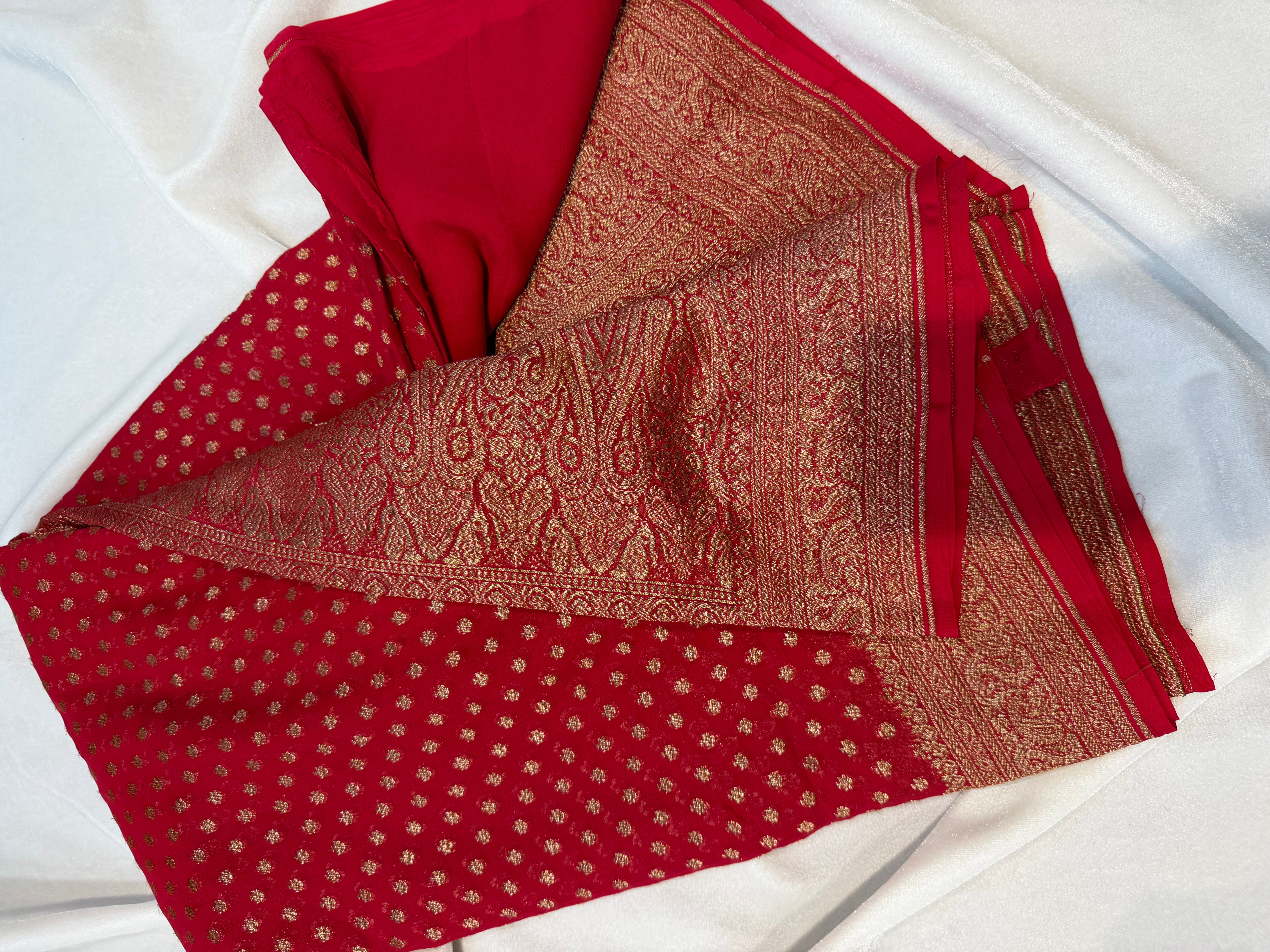 Pure Banaras Georgette- Red