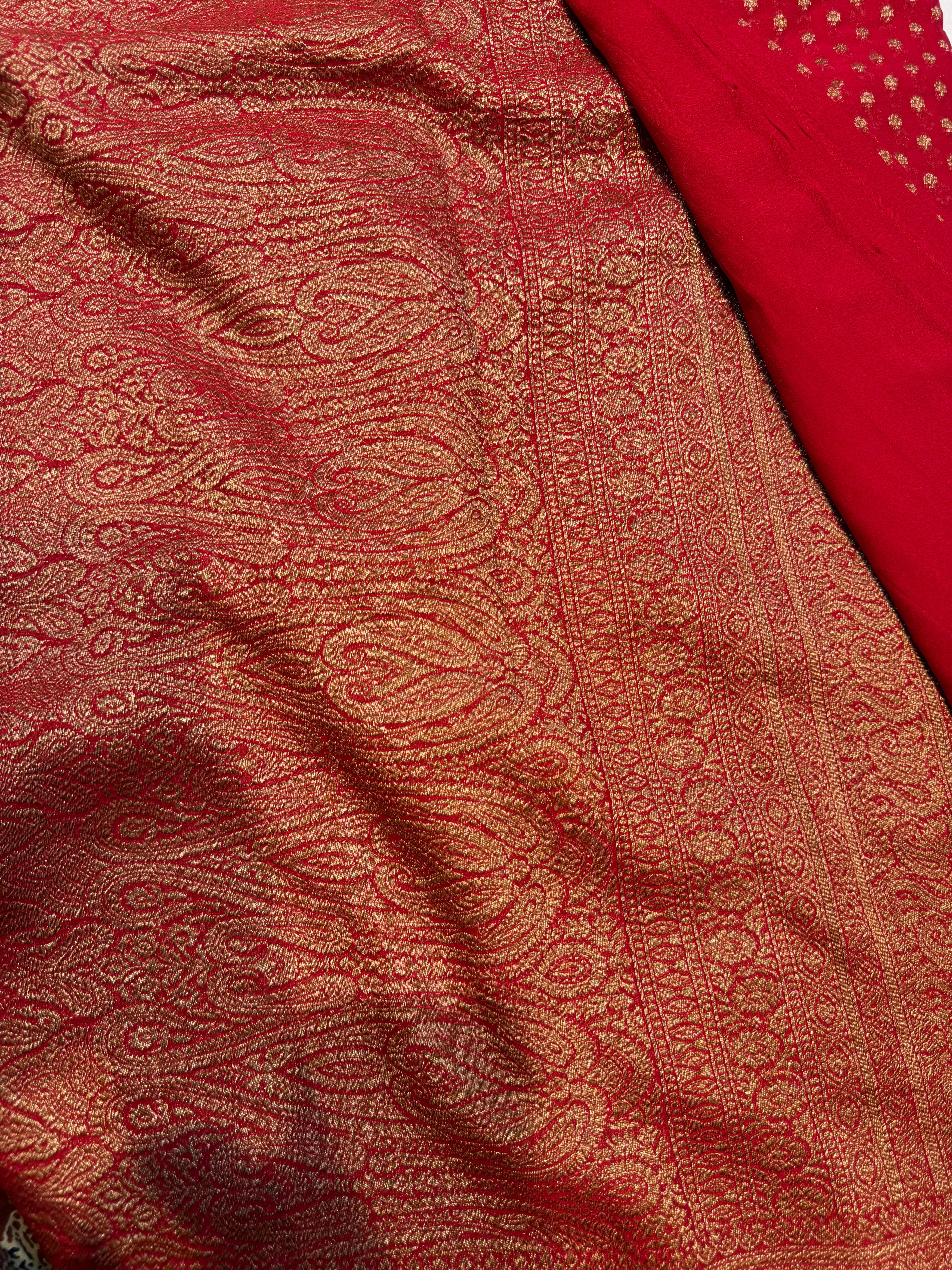 Pure Banaras Georgette- Red