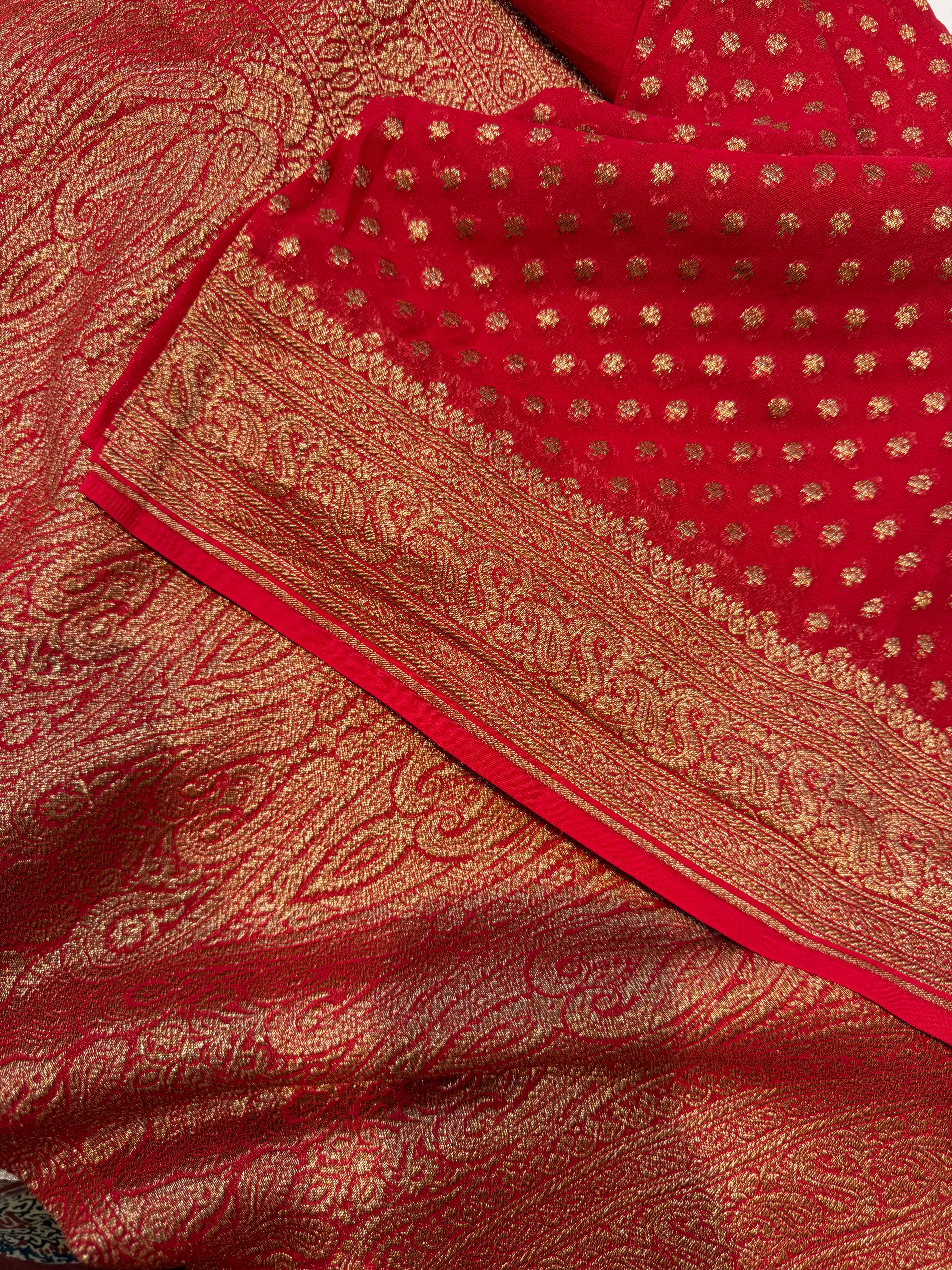 Pure Banaras Georgette- Red