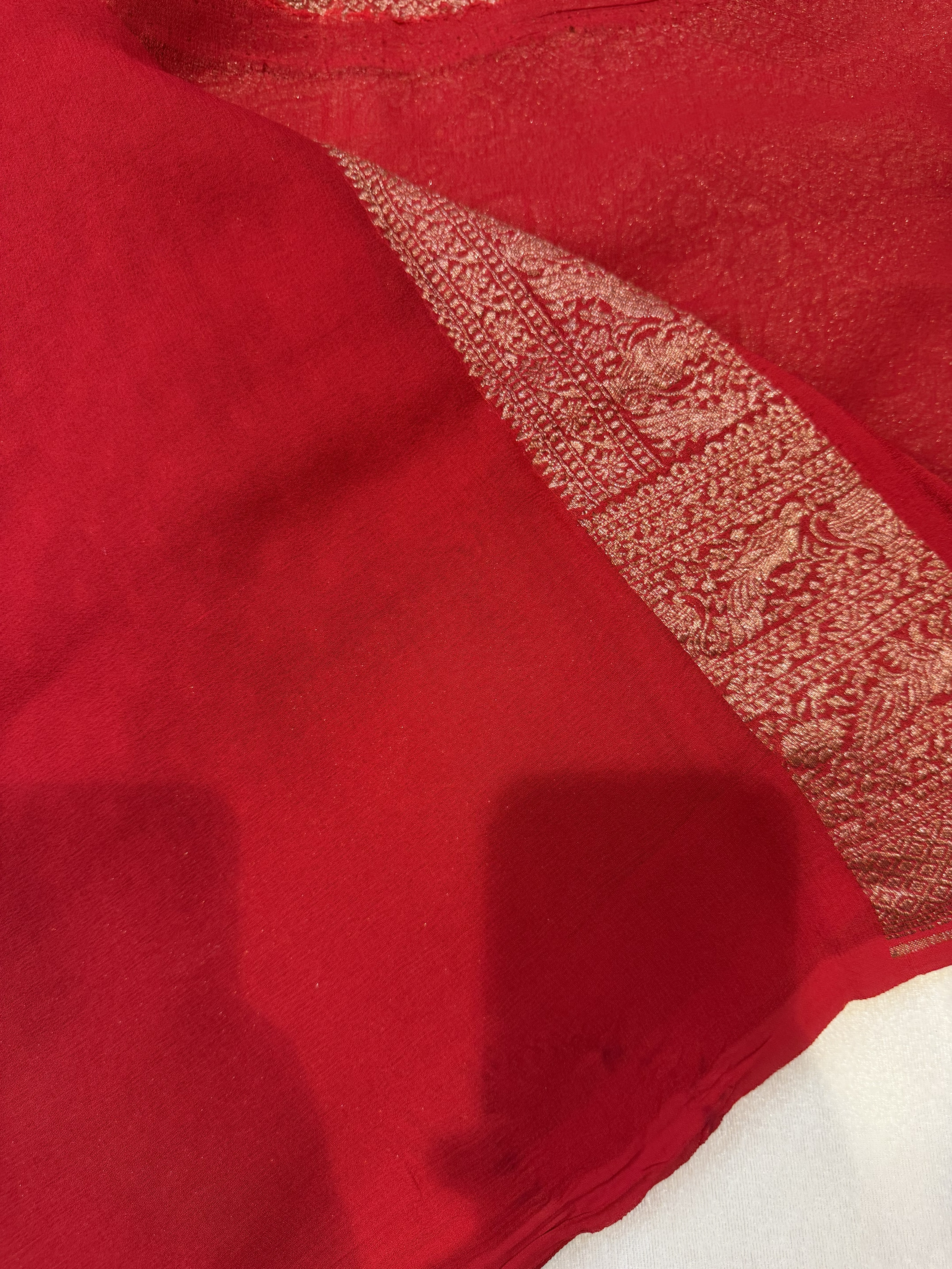 Pure Banaras Georgette- Black and Red