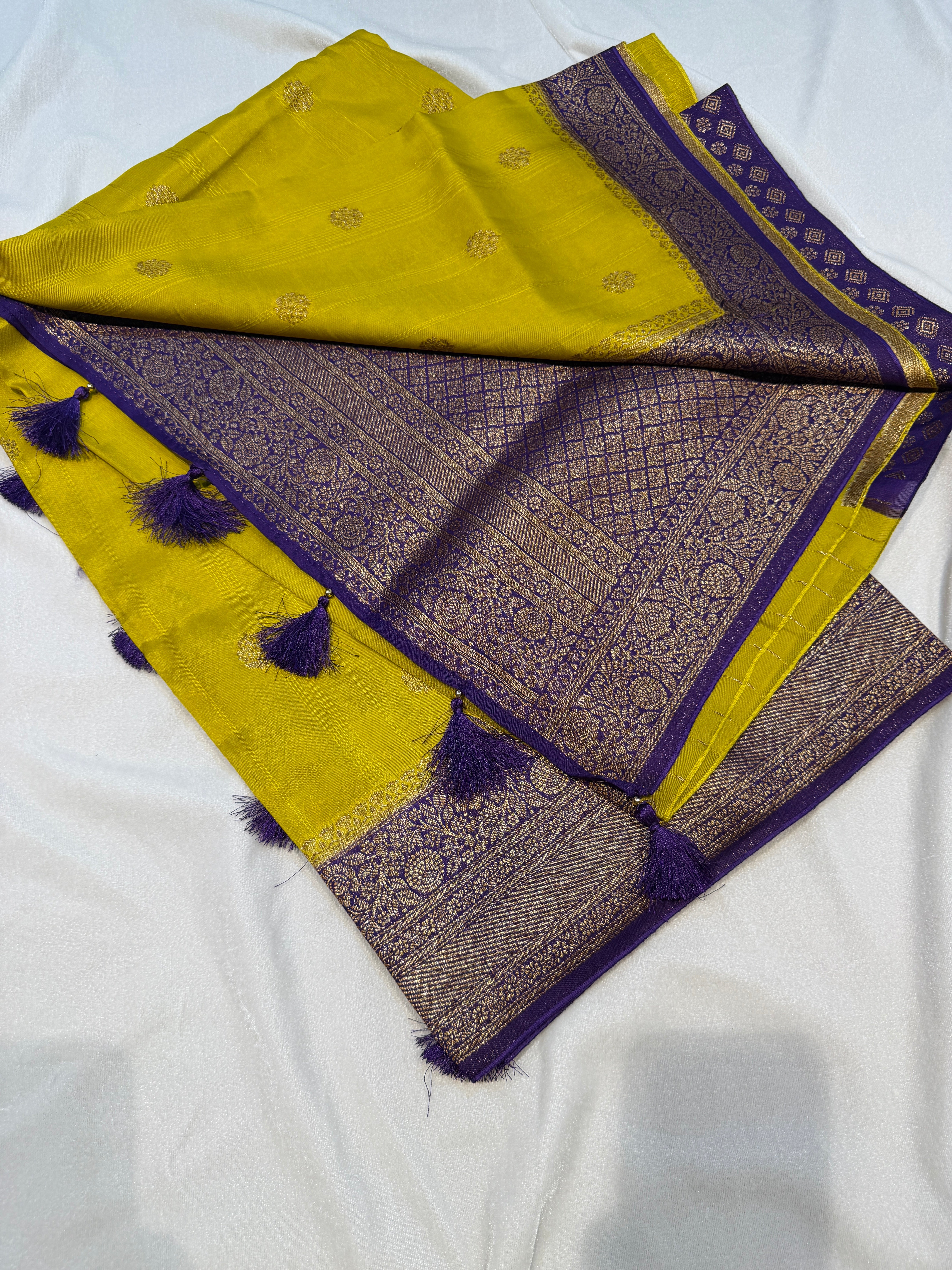 Banaras Tussar Silk- Lemon Yellow