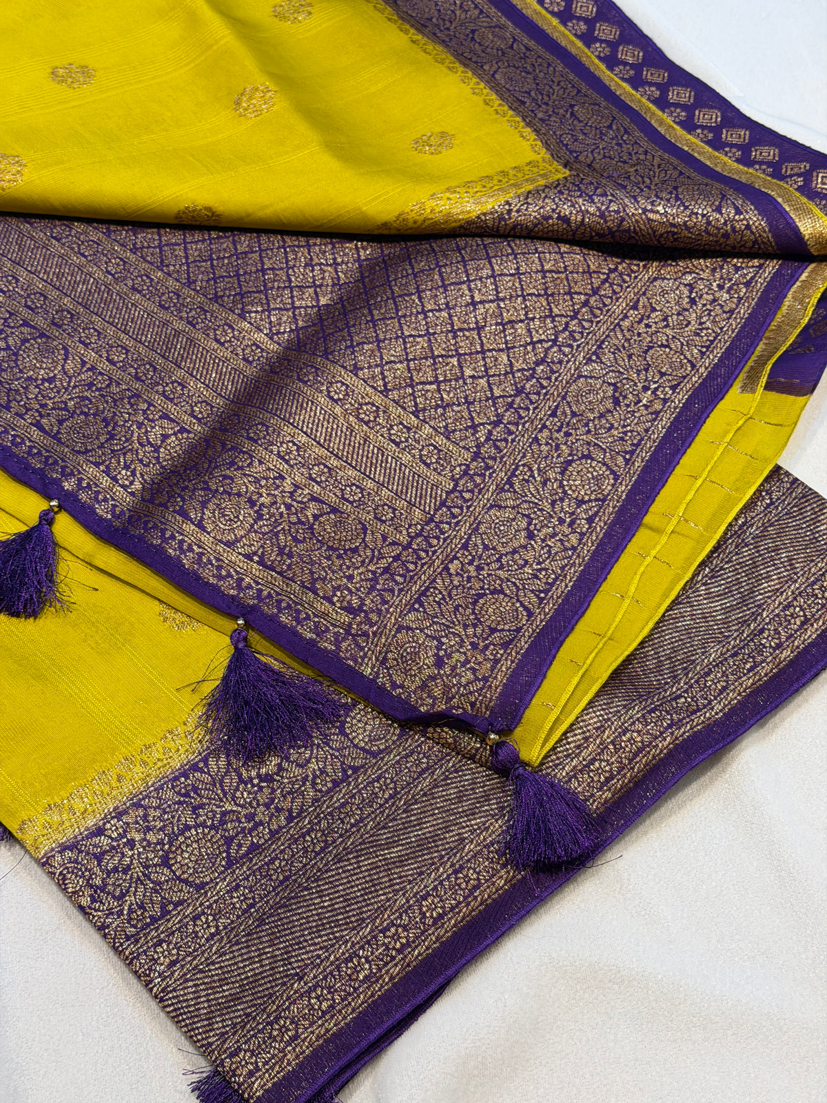 Banaras Tussar Silk- Lemon Yellow
