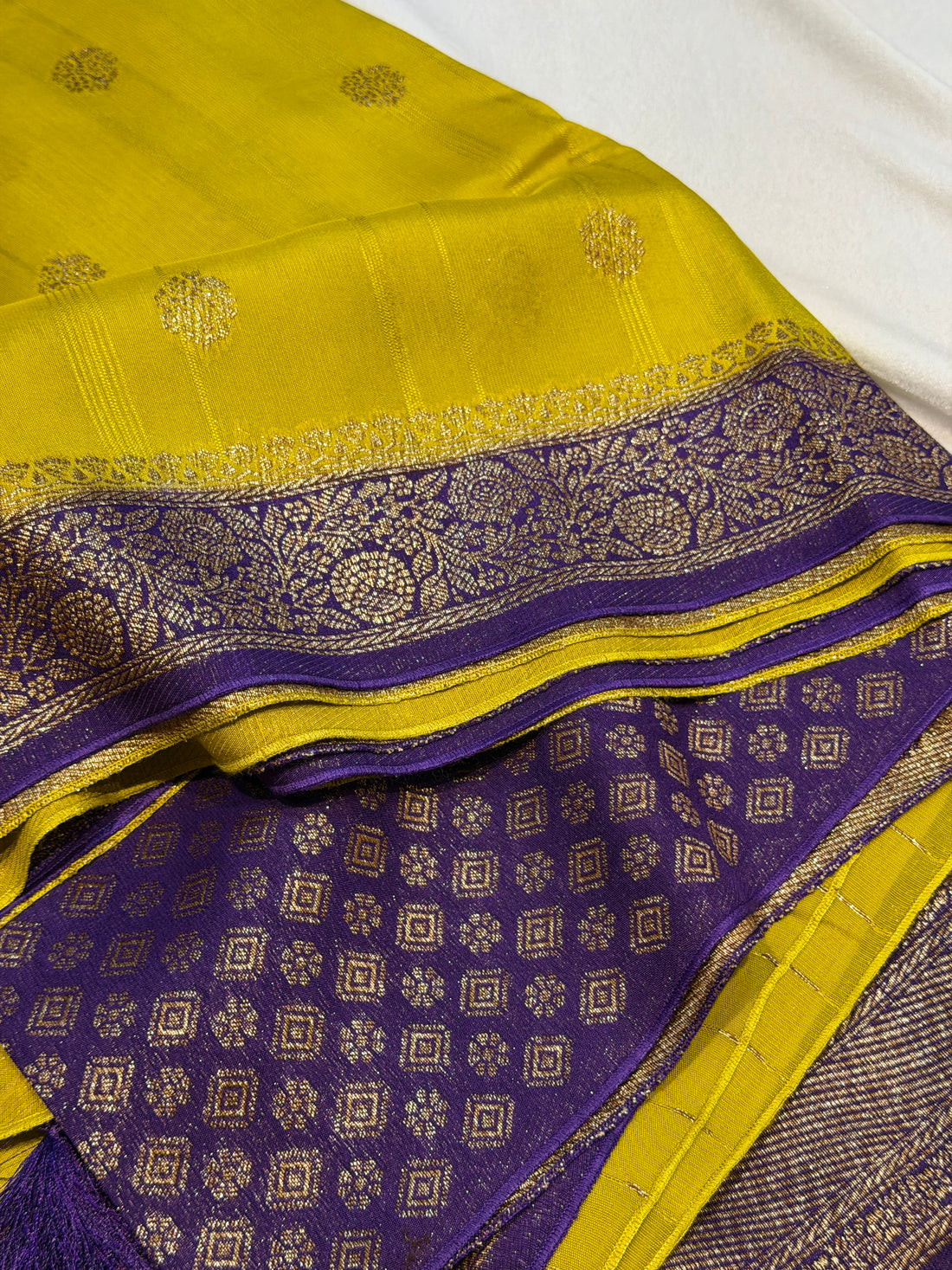 Banaras Tussar Silk- Lemon Yellow
