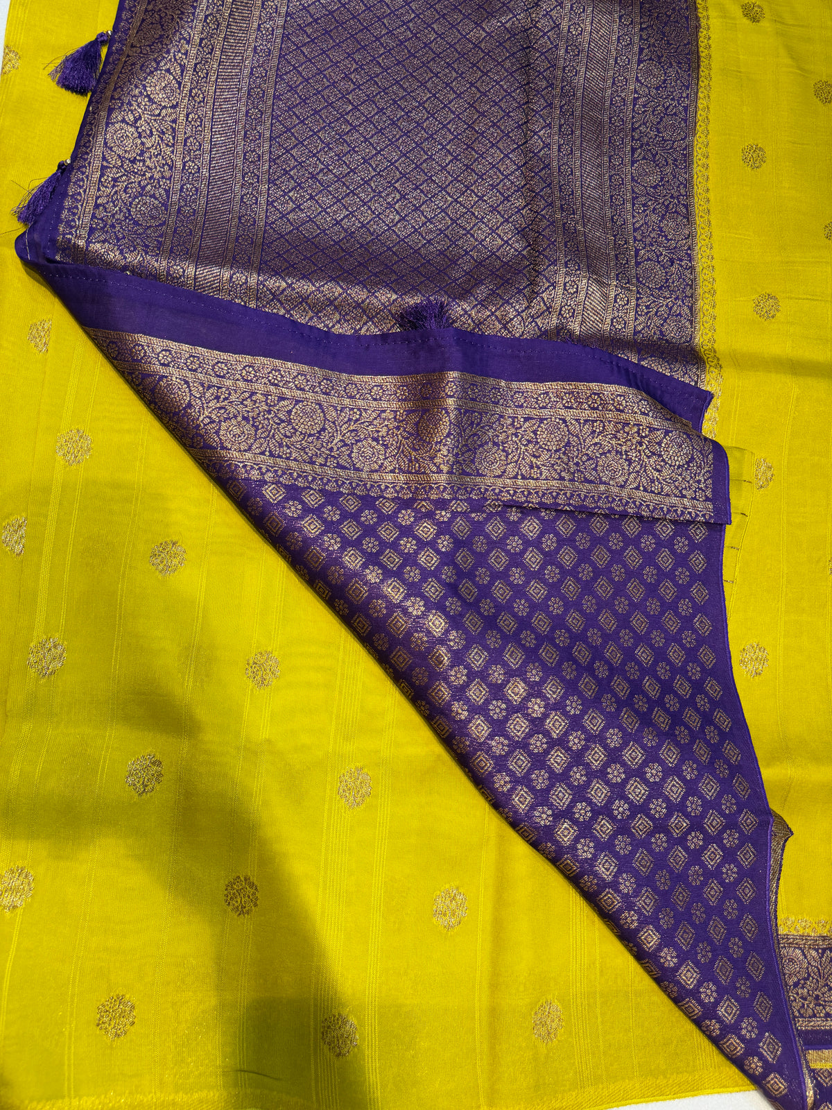 Banaras Tussar Silk- Lemon Yellow