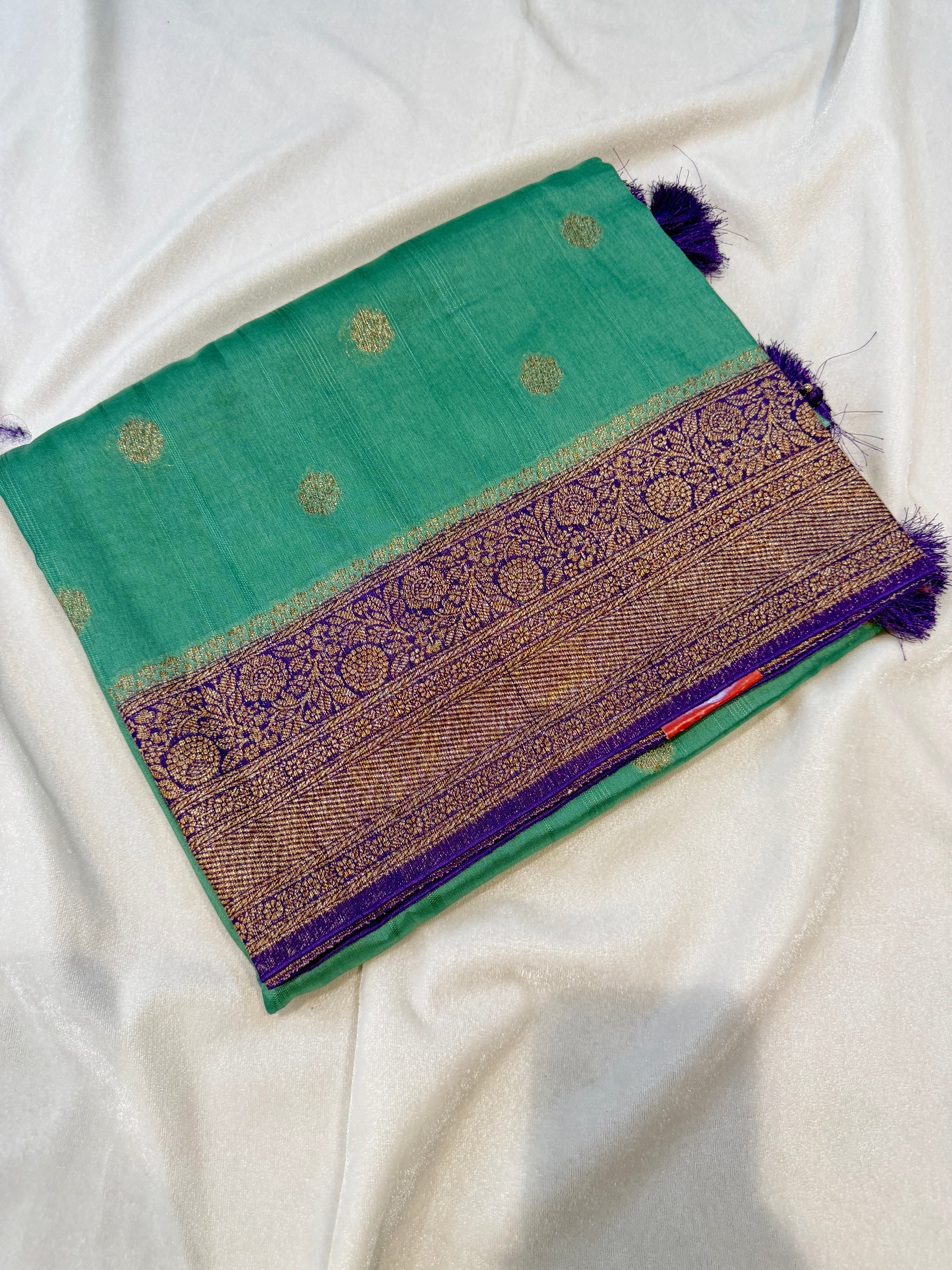 Banaras Tussar- Dark Pista Green